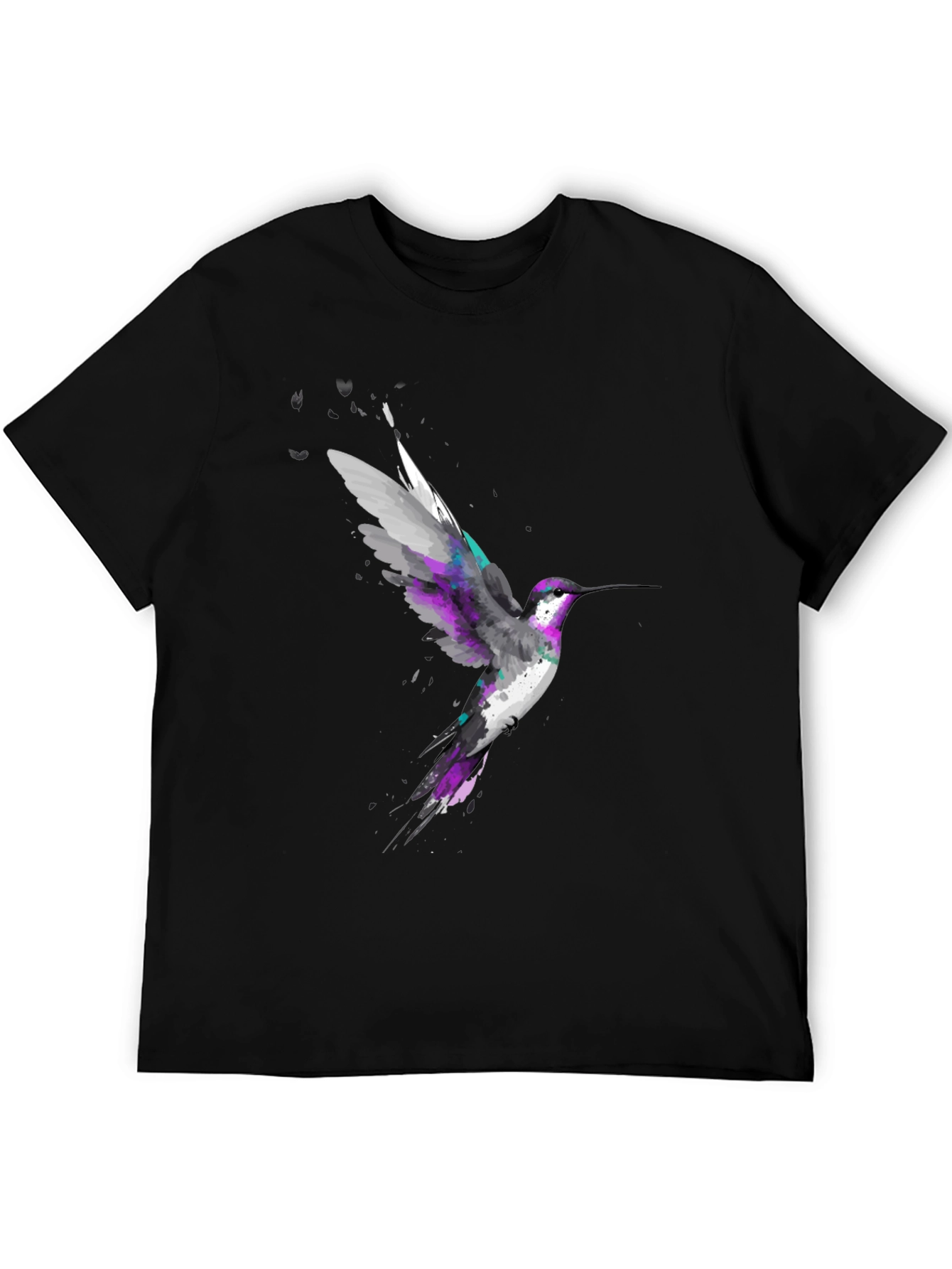 Hummingbird Graphic Print Black T-Shirt