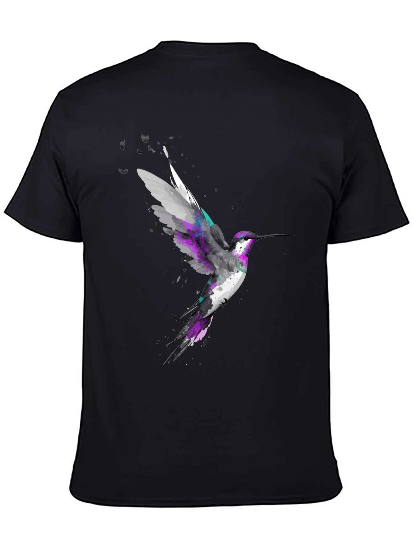 Hummingbird Graphic Print Black T-Shirt