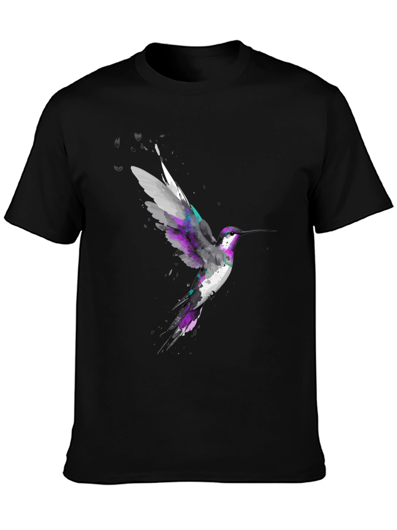 Hummingbird Graphic Print Black T-Shirt