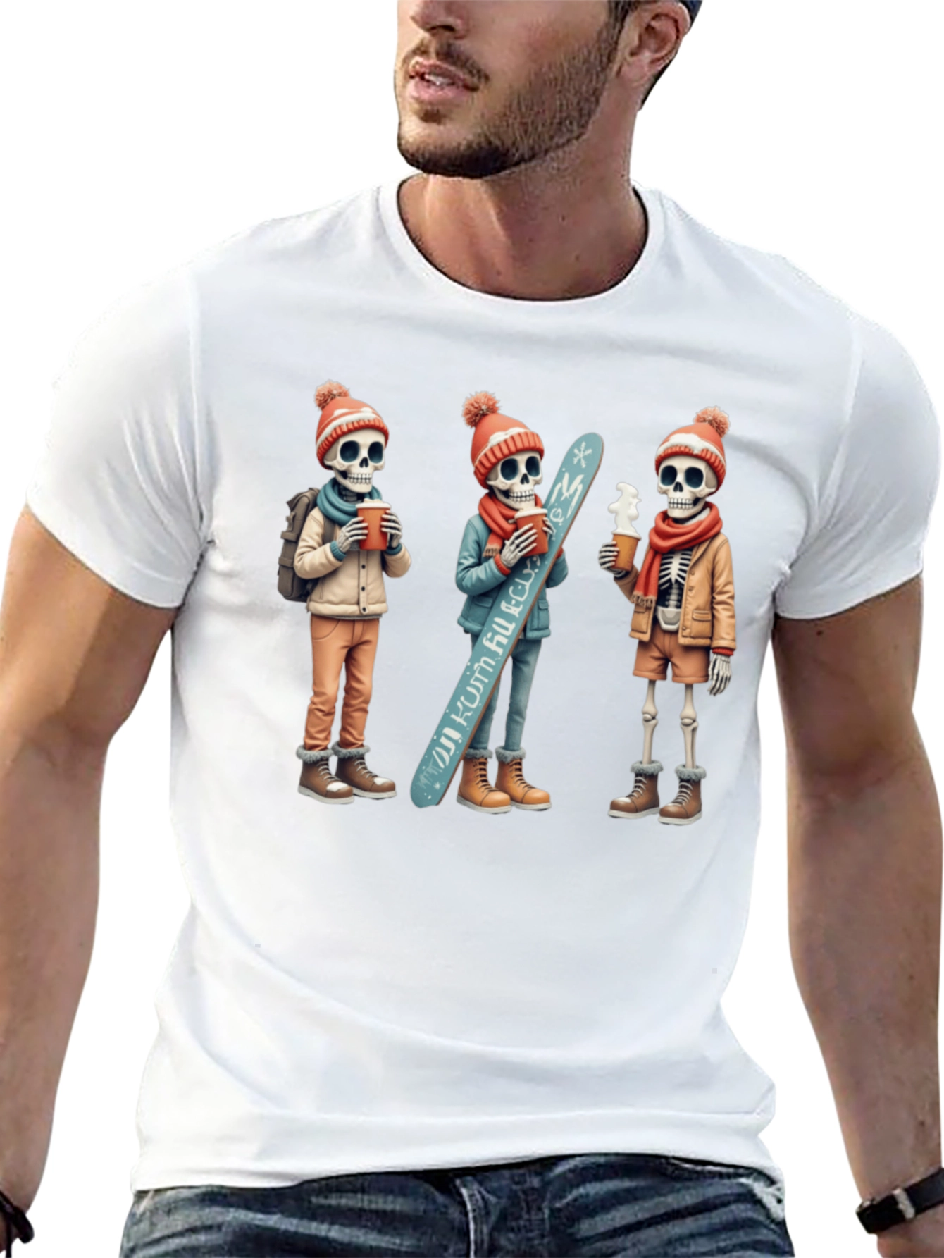 Skeleton Ski Trip Black T-Shirt