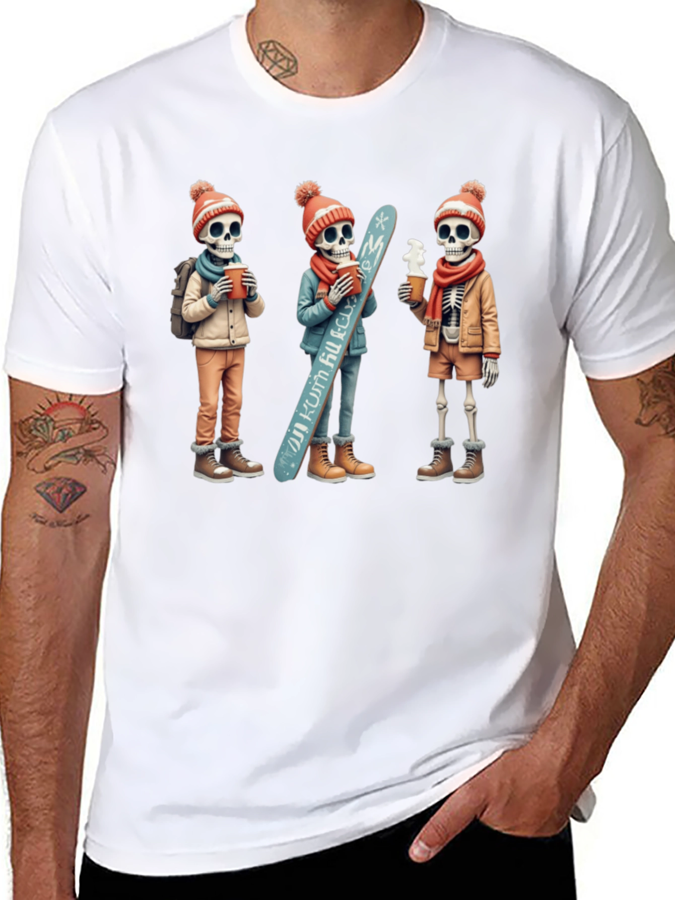 Skeleton Ski Trip Black T-Shirt
