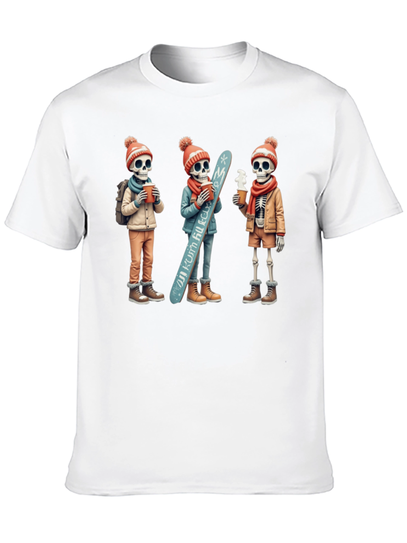 Skeleton Ski Trip Black T-Shirt