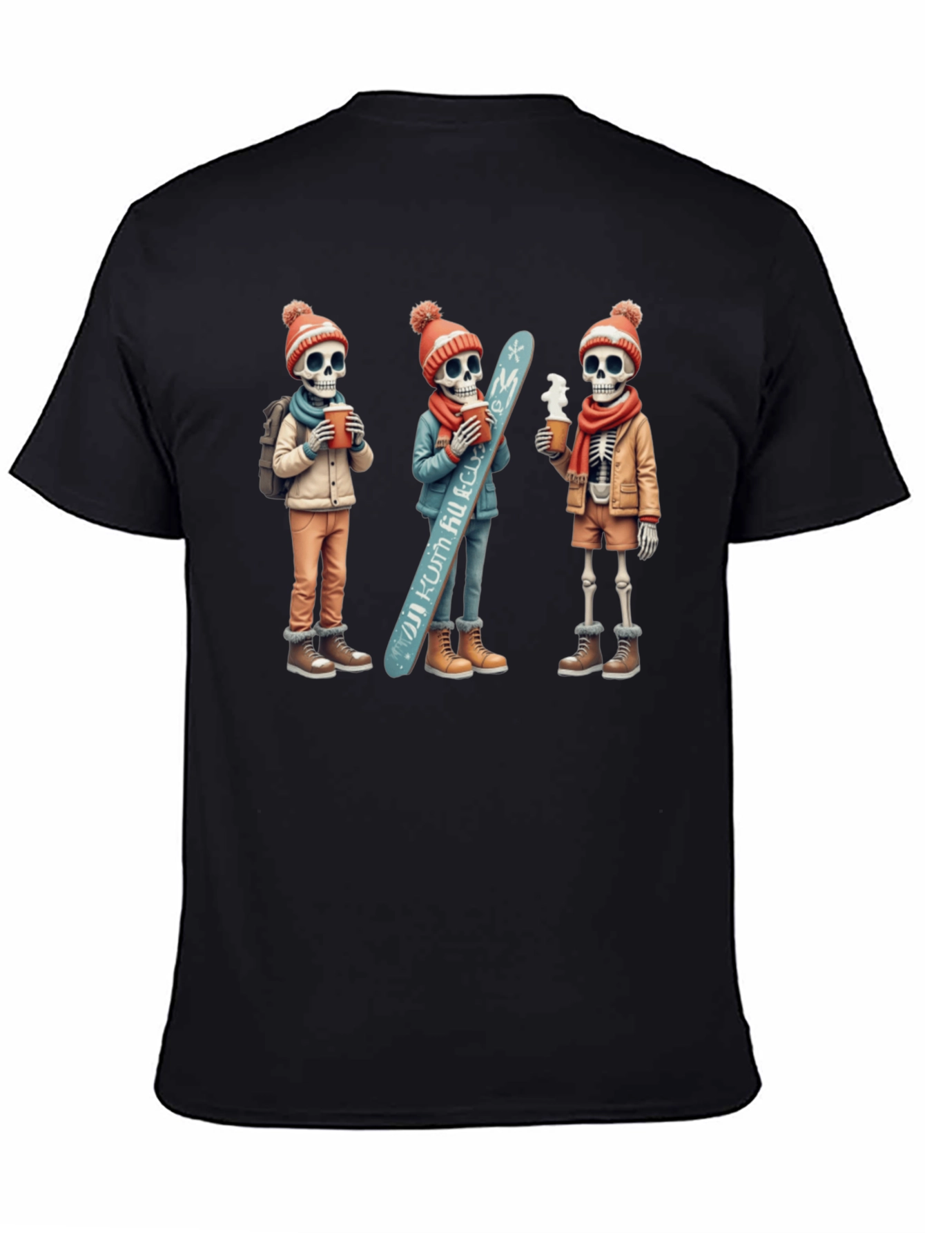Skeleton Ski Trip Black T-Shirt