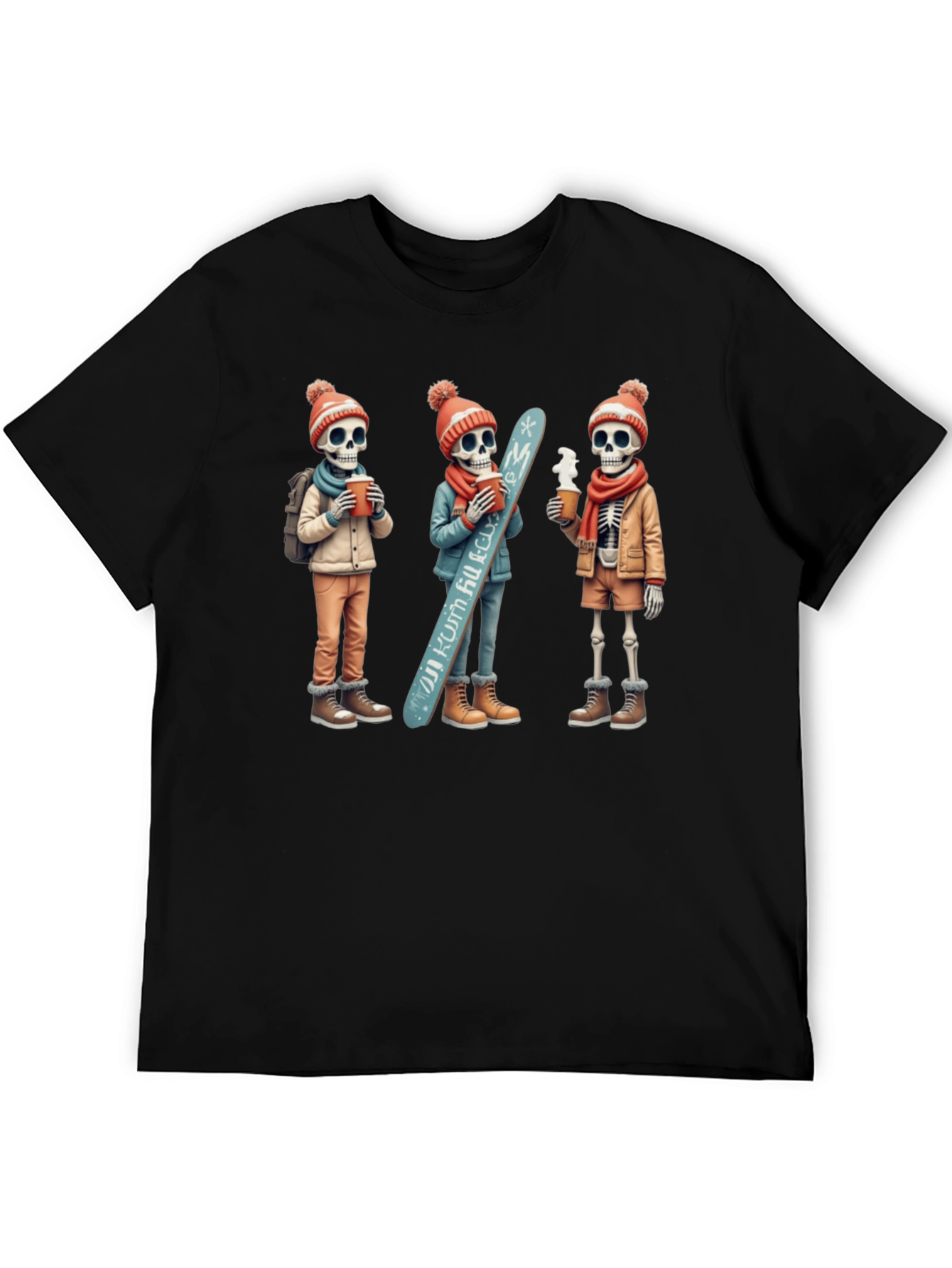 Skeleton Ski Trip Black T-Shirt