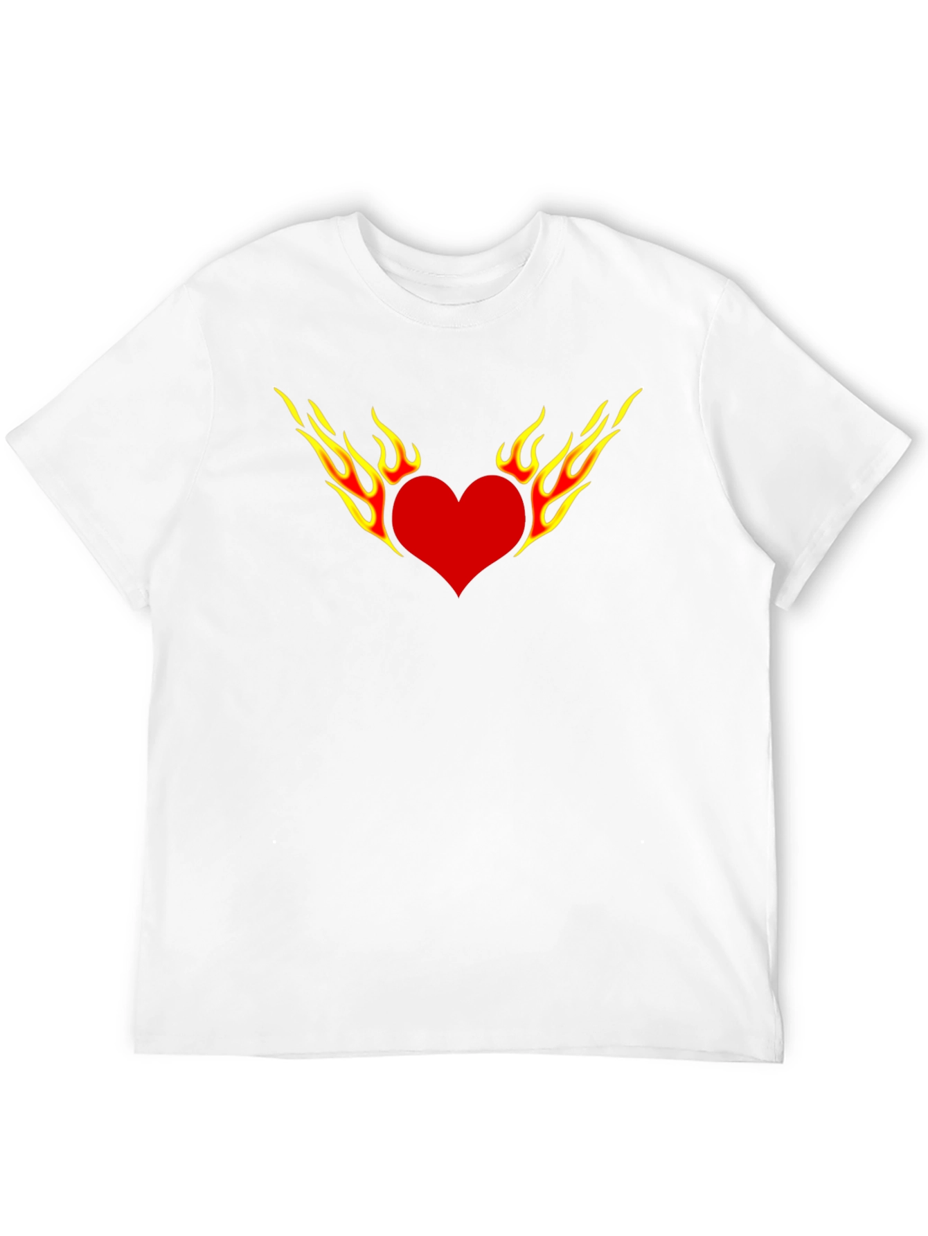 Fiery Heart Graphic Tee - Black Cotton T-Shirt