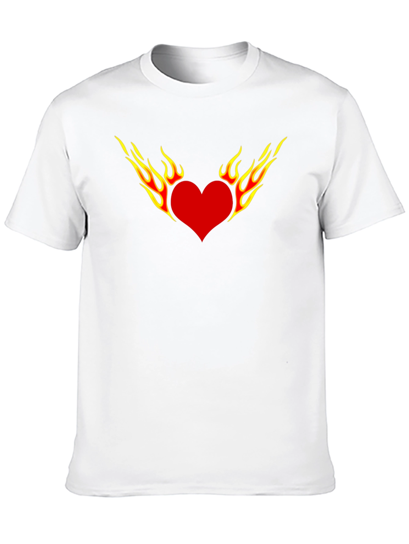 Fiery Heart Graphic Tee - Black Cotton T-Shirt