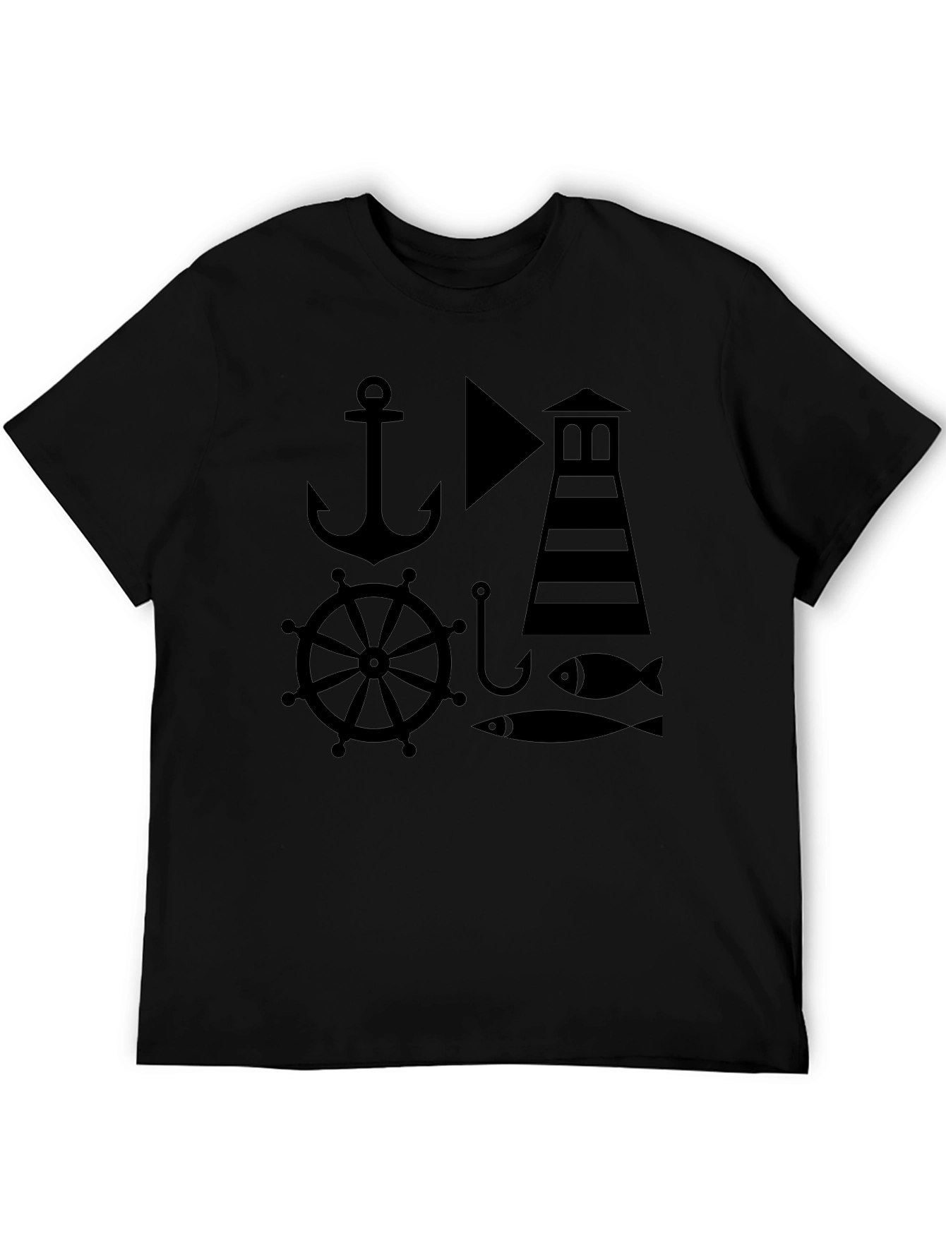 Nautical Design Black T-Shirt