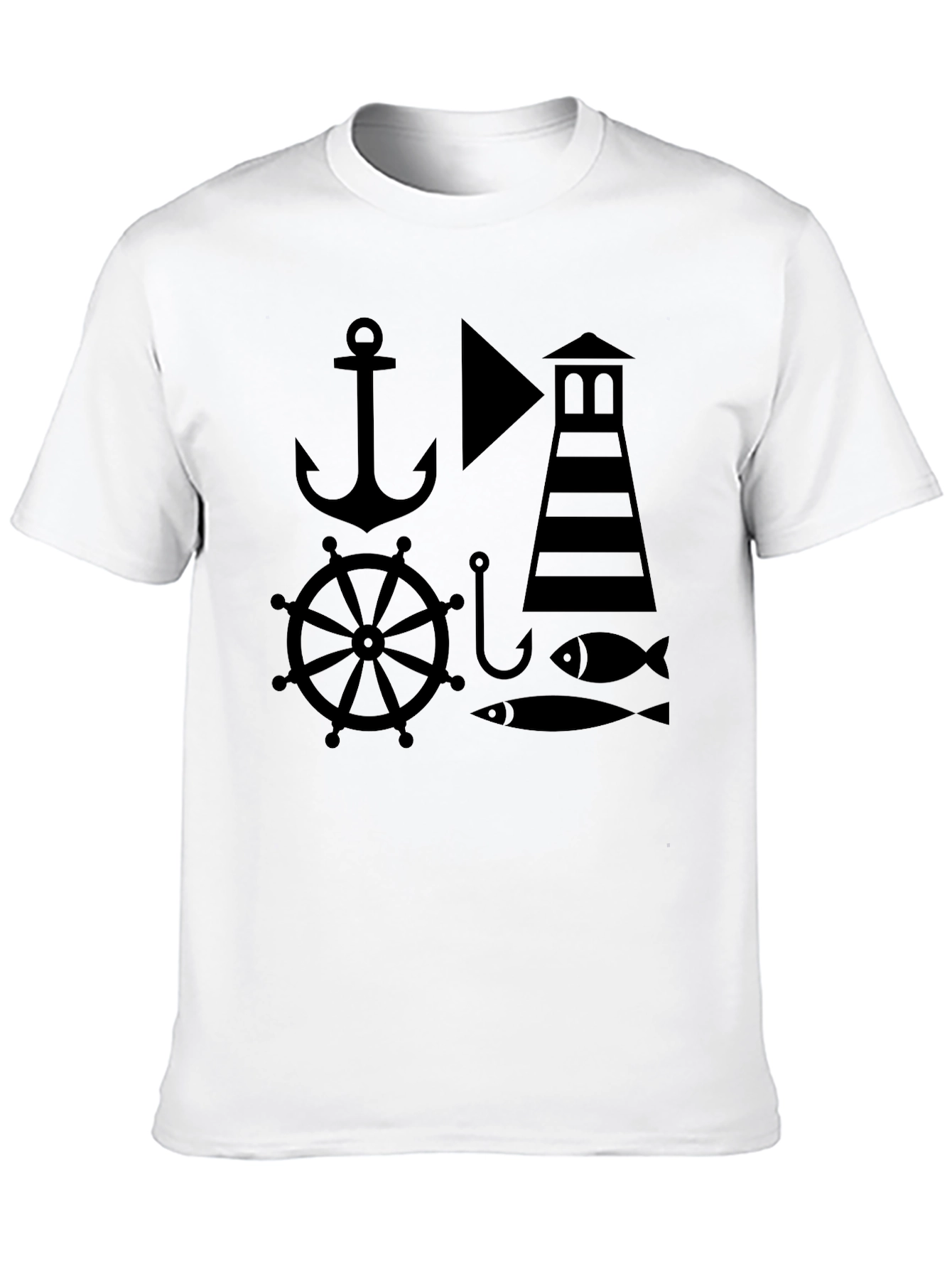Nautical Design Black T-Shirt