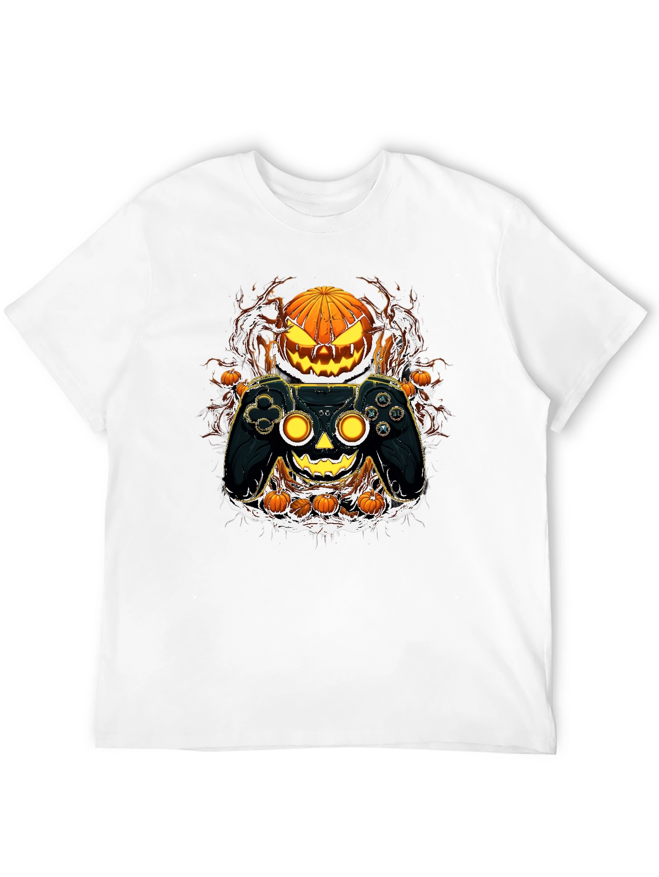 Halloween Gamer T-Shirt - Pumpkin Controller Graphic Tee