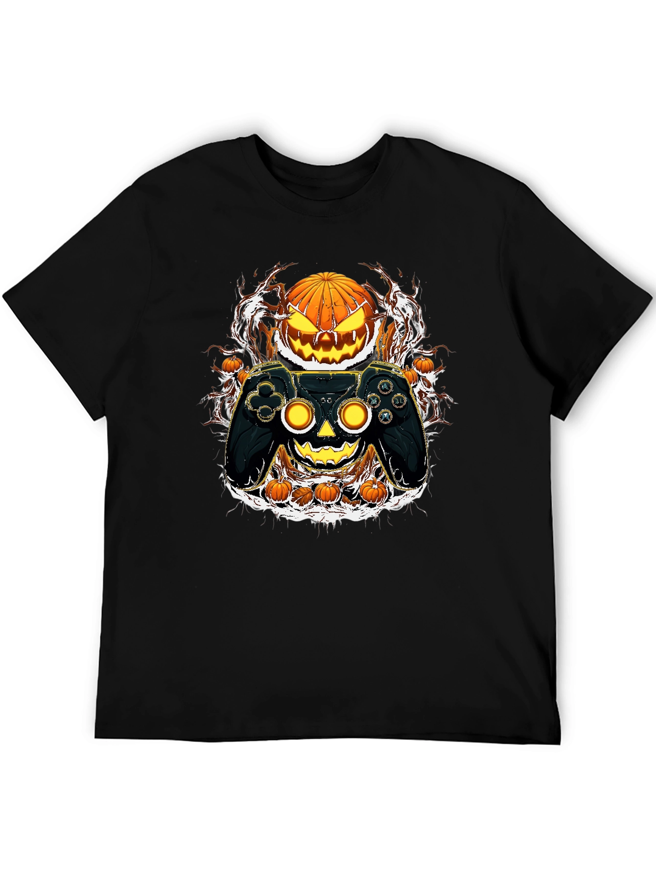 Halloween Gamer T-Shirt - Pumpkin Controller Graphic Tee