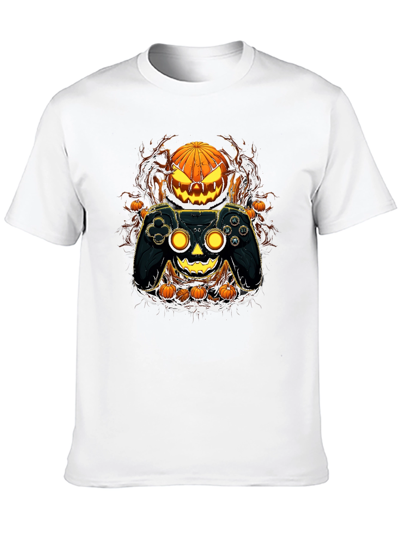 Halloween Gamer T-Shirt - Pumpkin Controller Graphic Tee