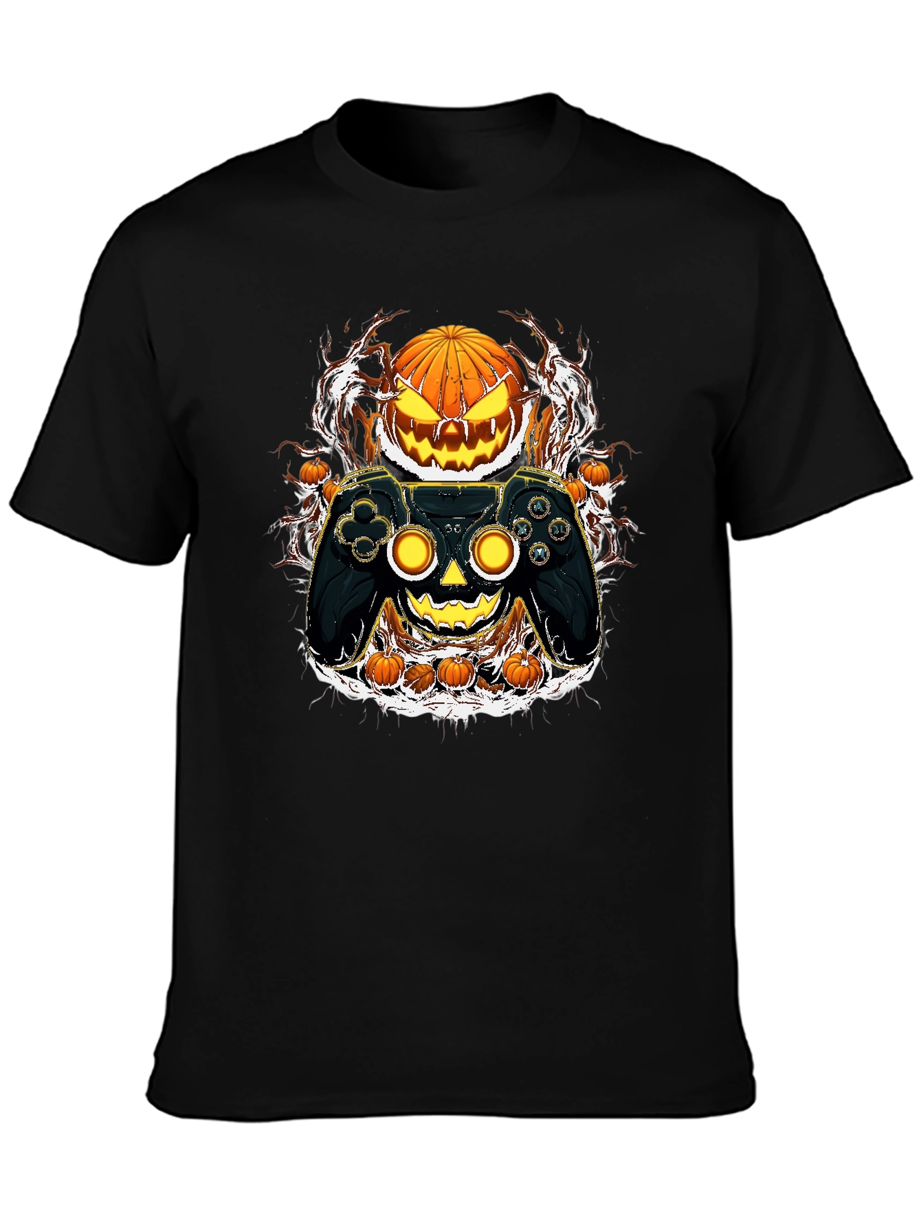 Halloween Gamer T-Shirt - Pumpkin Controller Graphic Tee
