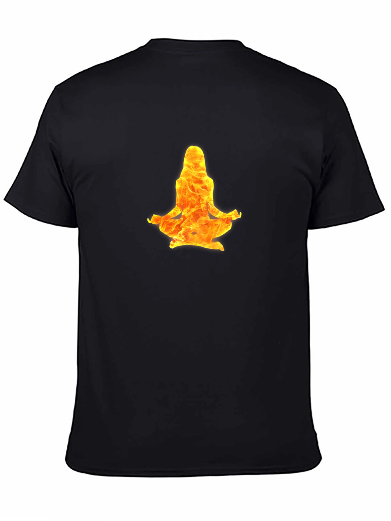 Fiery Yoga Meditation Tee - Black Cotton Blend