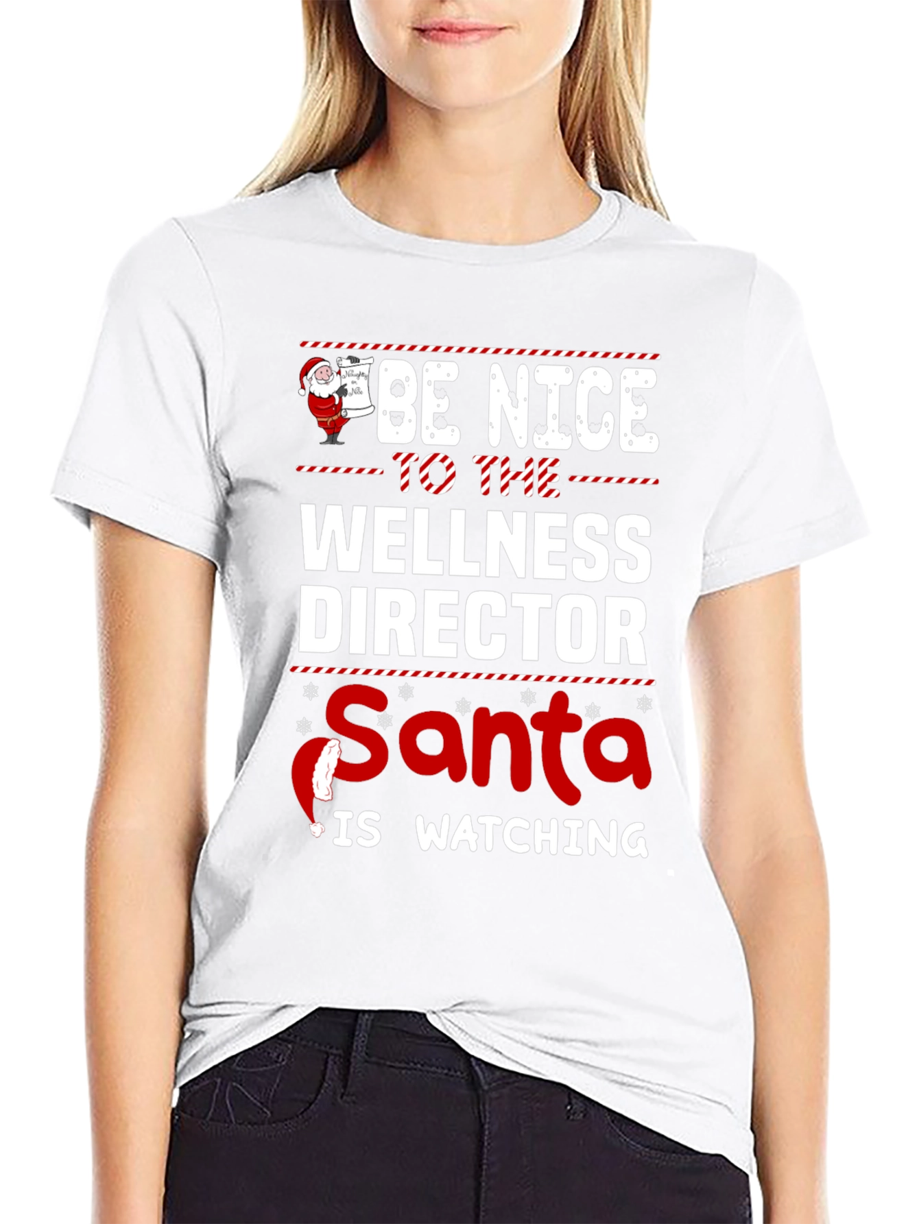 Wellness Director Santa Watching Graphic T-Shirt