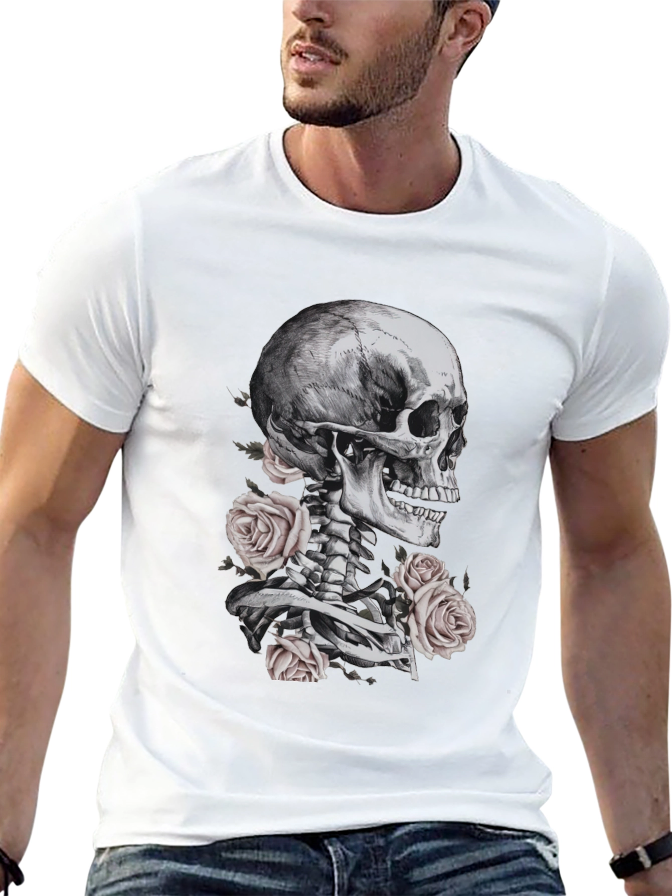 Skull and Roses Graphic T-Shirt
