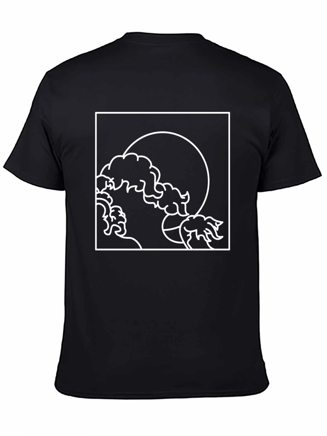 Minimalist Wave and Moon Graphic Tee