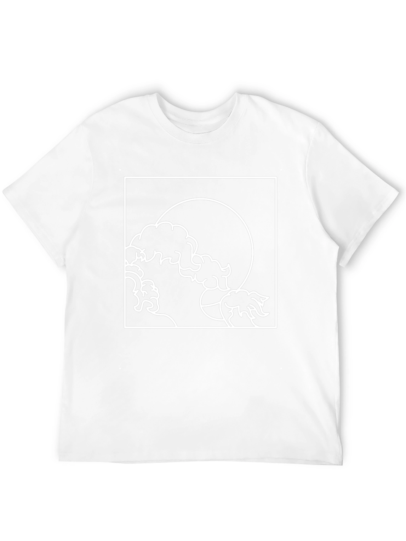 Minimalist Wave and Moon Graphic Tee