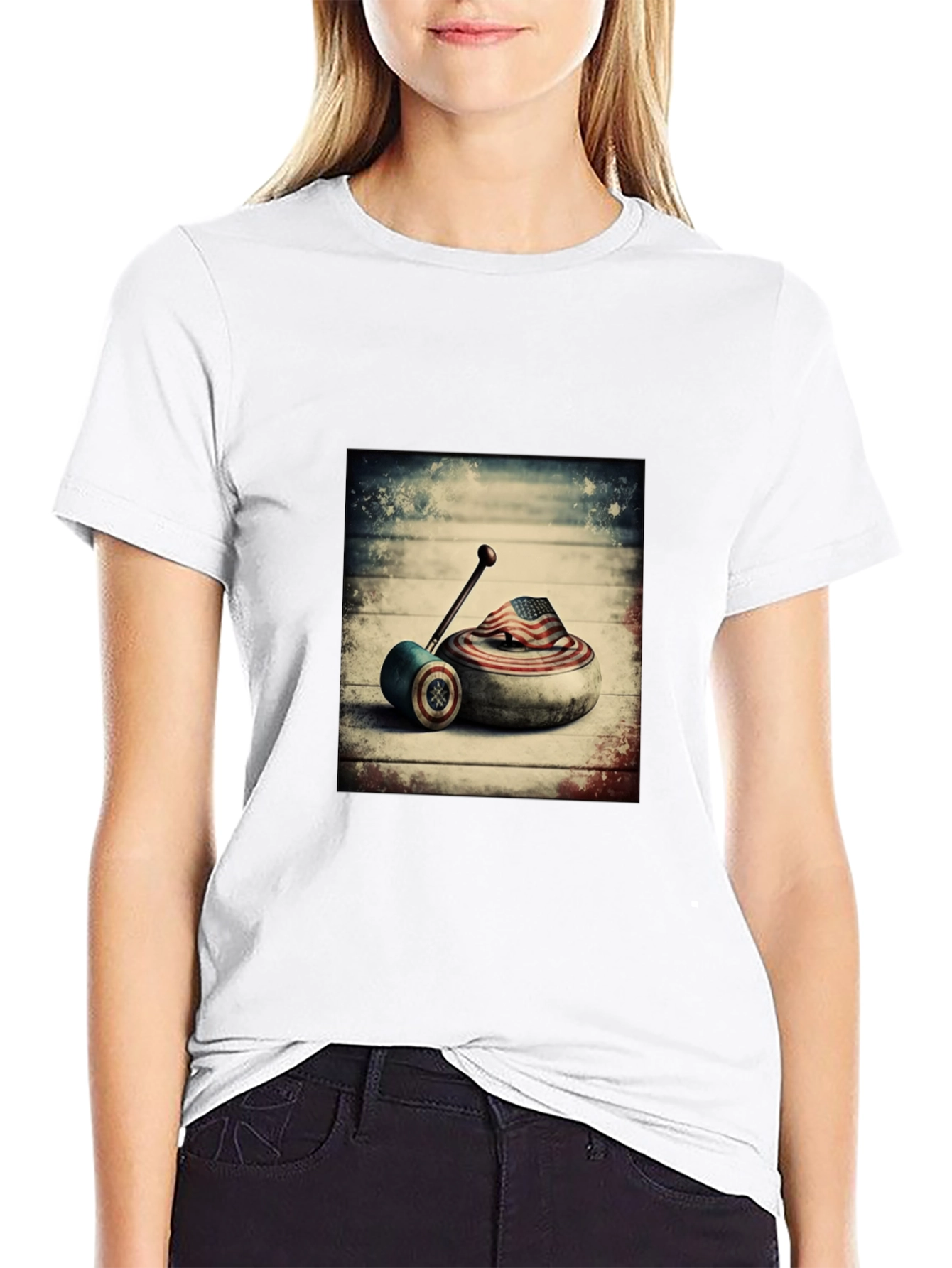 USA Curling Stone Graphic T-Shirt