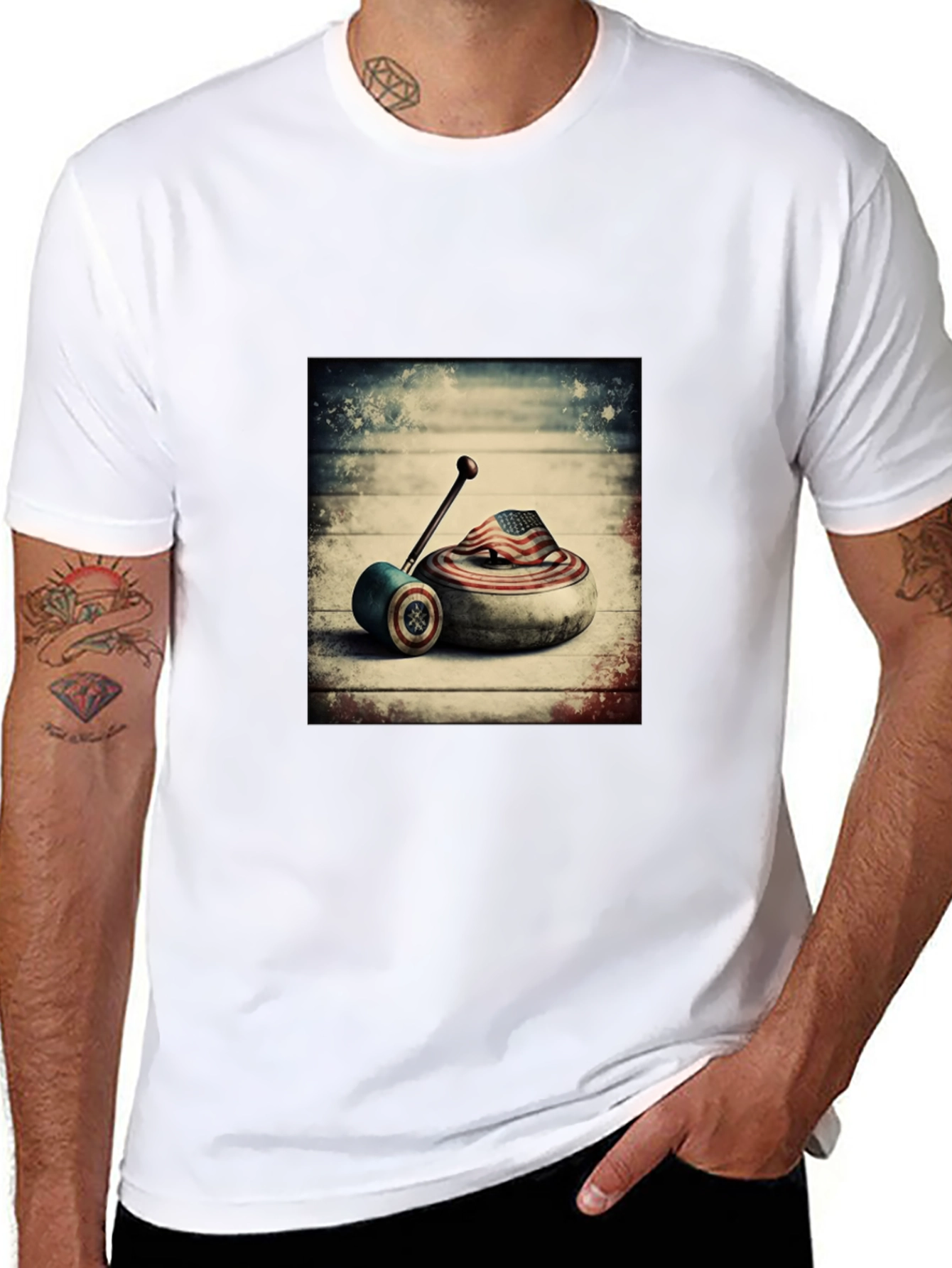 USA Curling Stone Graphic T-Shirt