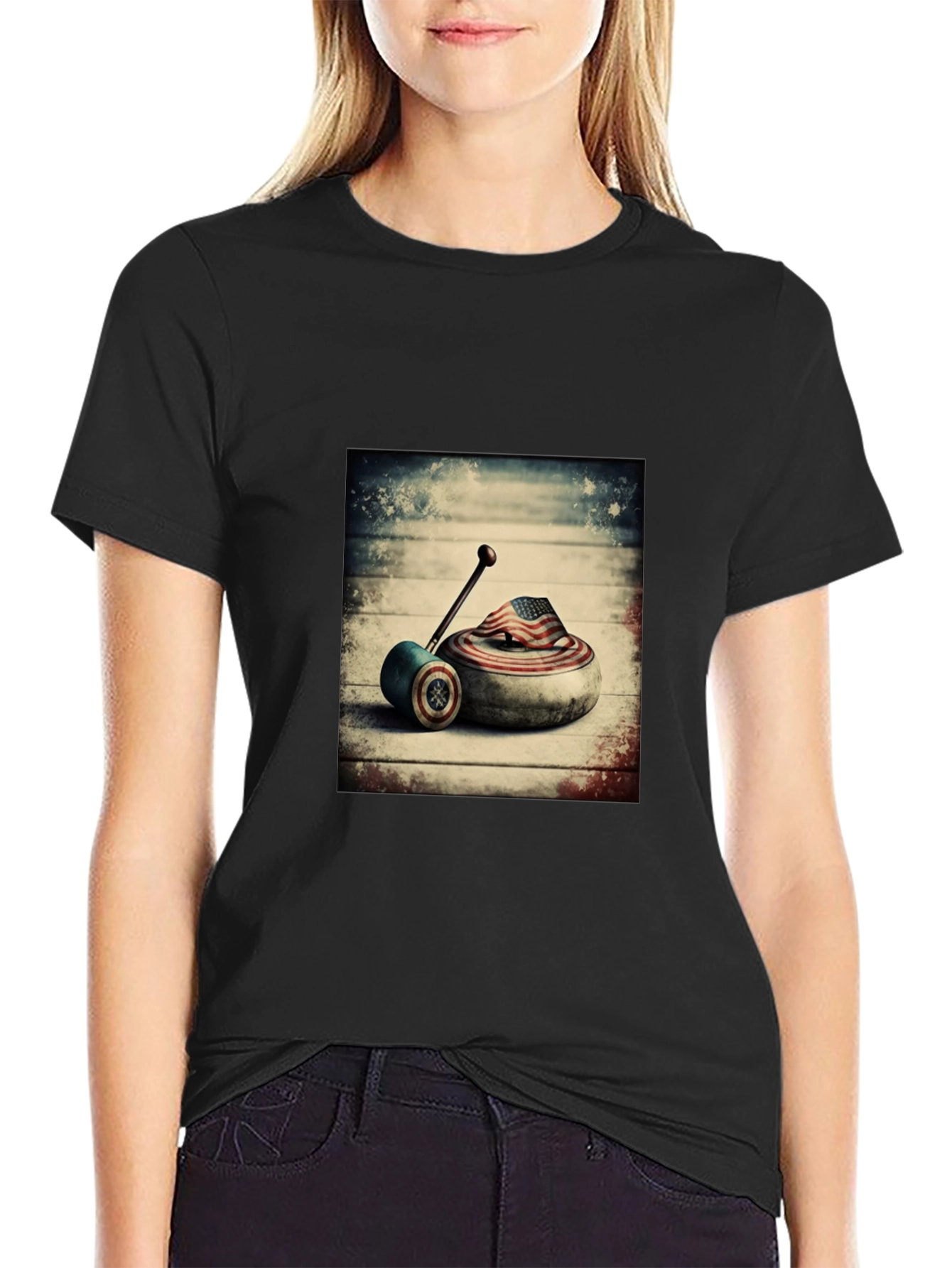 USA Curling Stone Graphic T-Shirt
