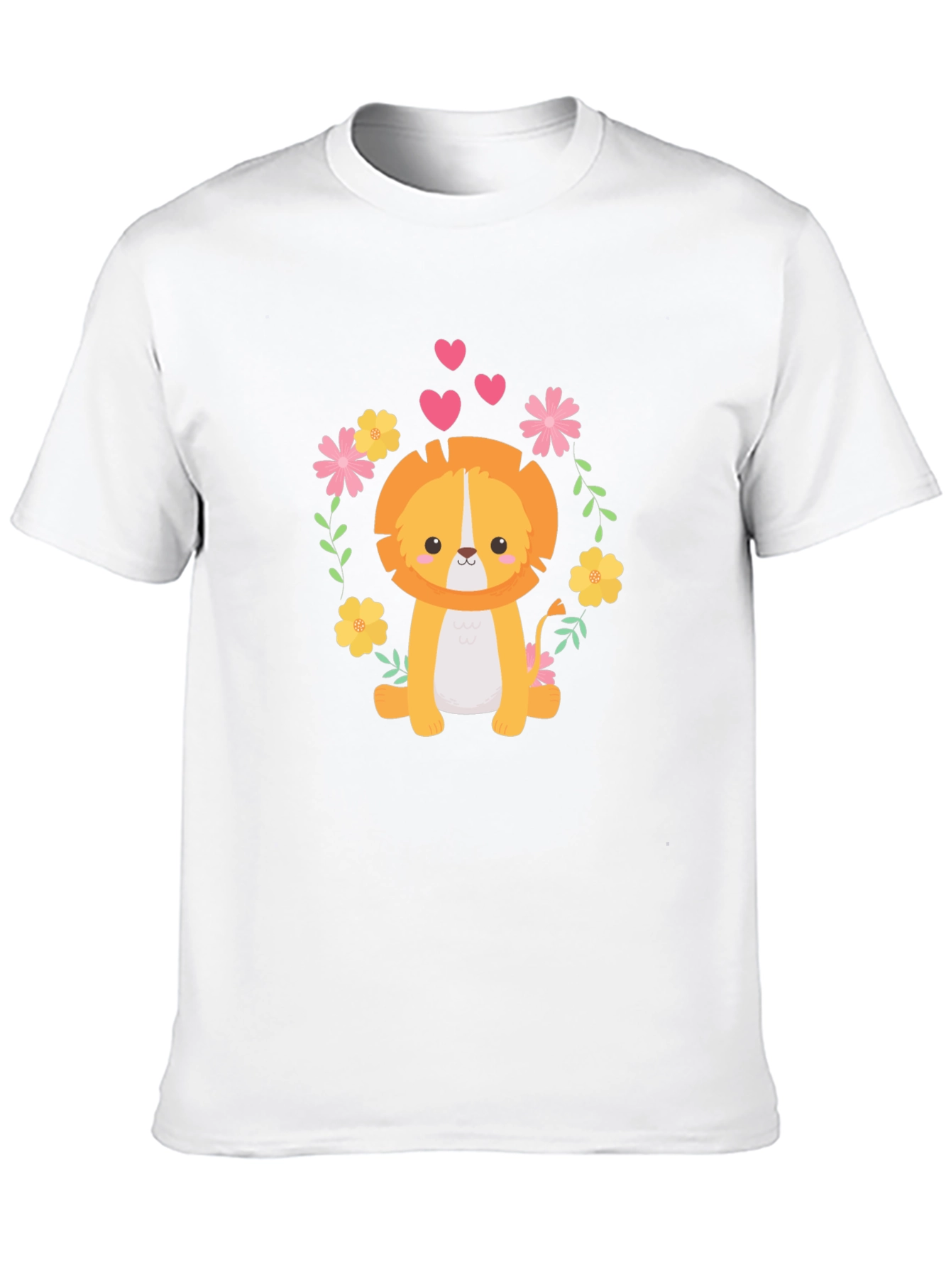 Cute Lion Graphic Tee - Black Cotton Blend T-Shirt