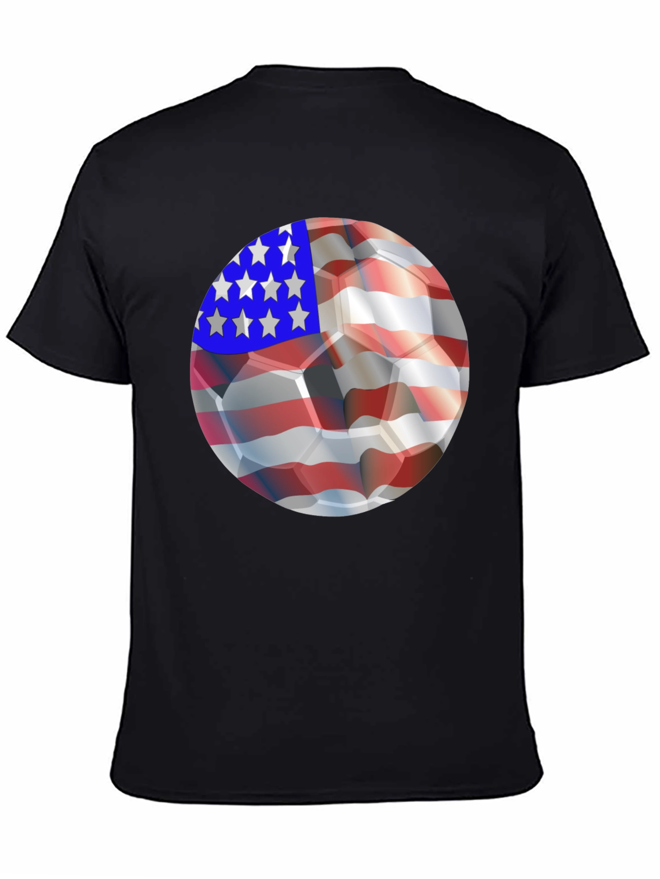 USA Flag Soccer Ball Graphic Tee - Patriotic Shirt