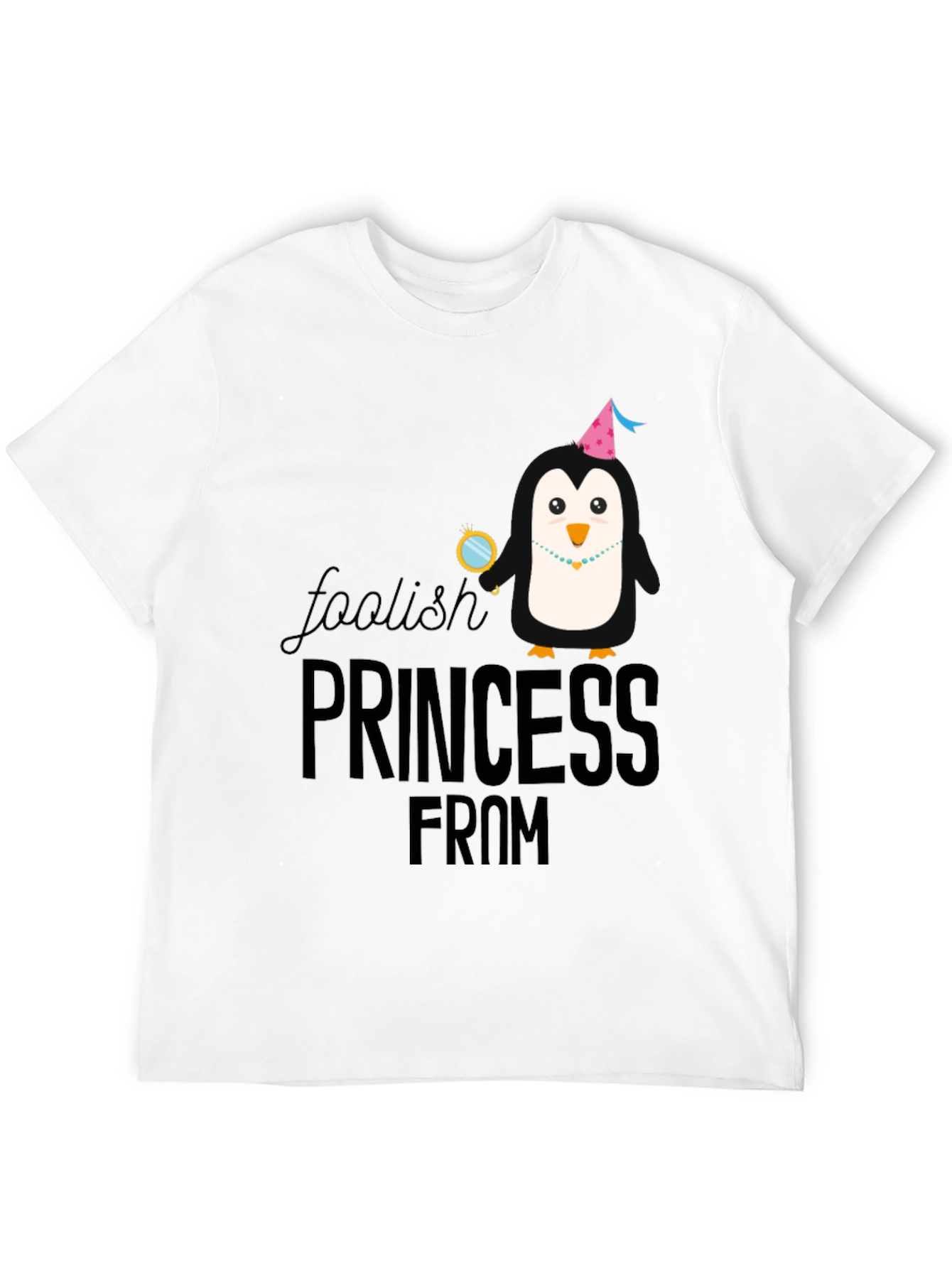 Foolish Princess Penguin T-Shirt - Black Cotton