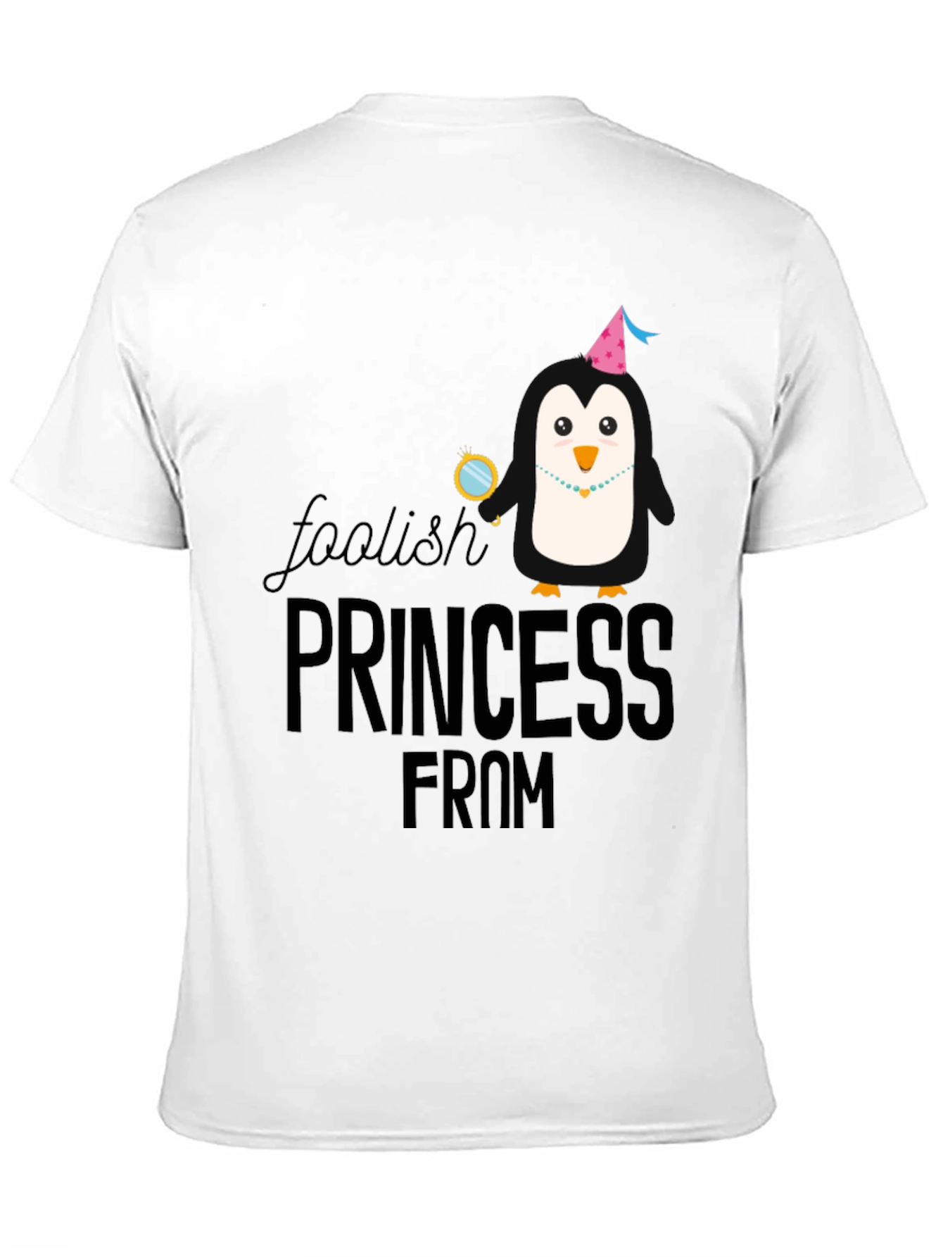 Foolish Princess Penguin T-Shirt - Black Cotton