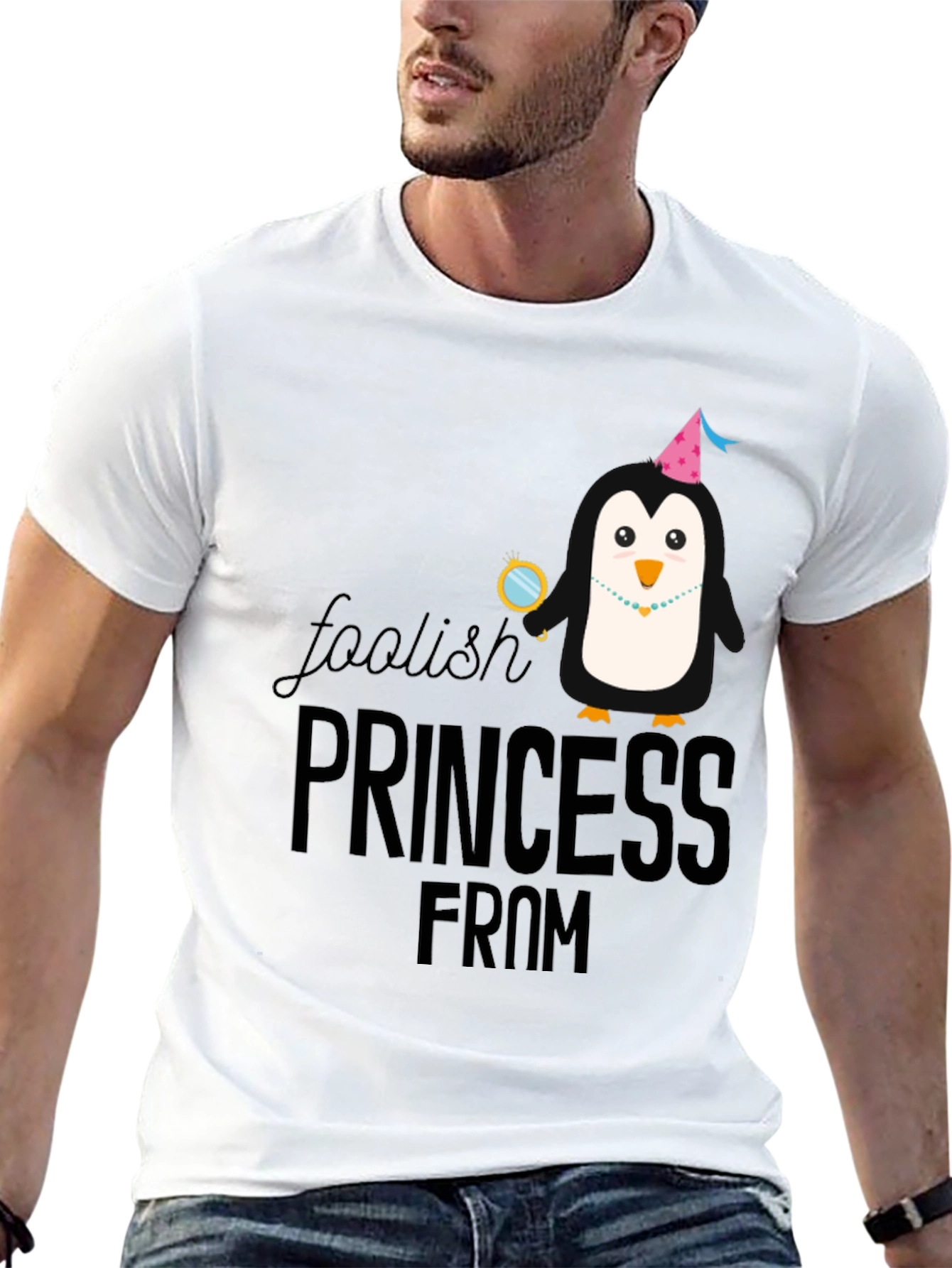 Foolish Princess Penguin T-Shirt - Black Cotton