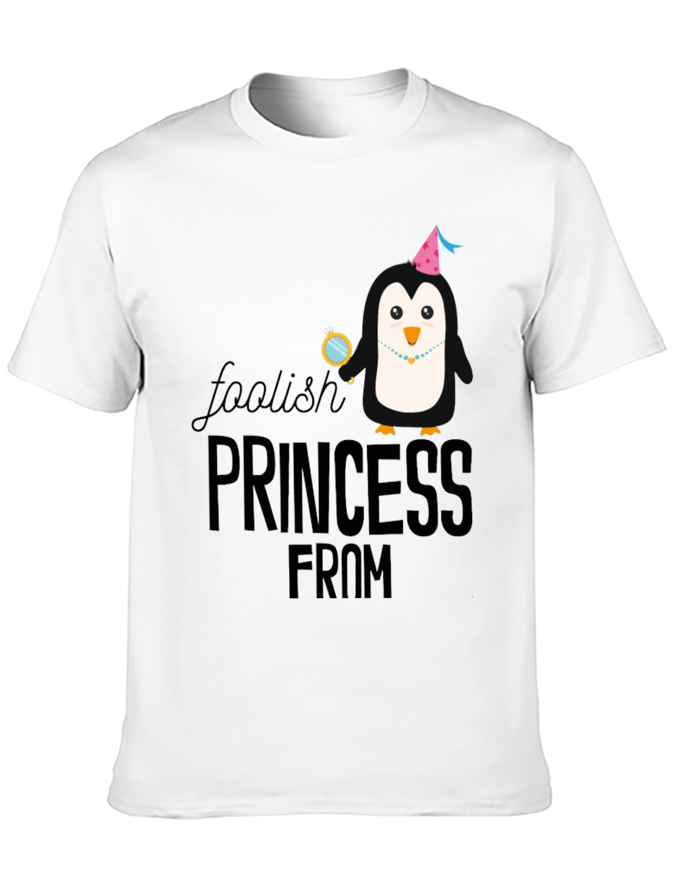 Foolish Princess Penguin T-Shirt - Black Cotton