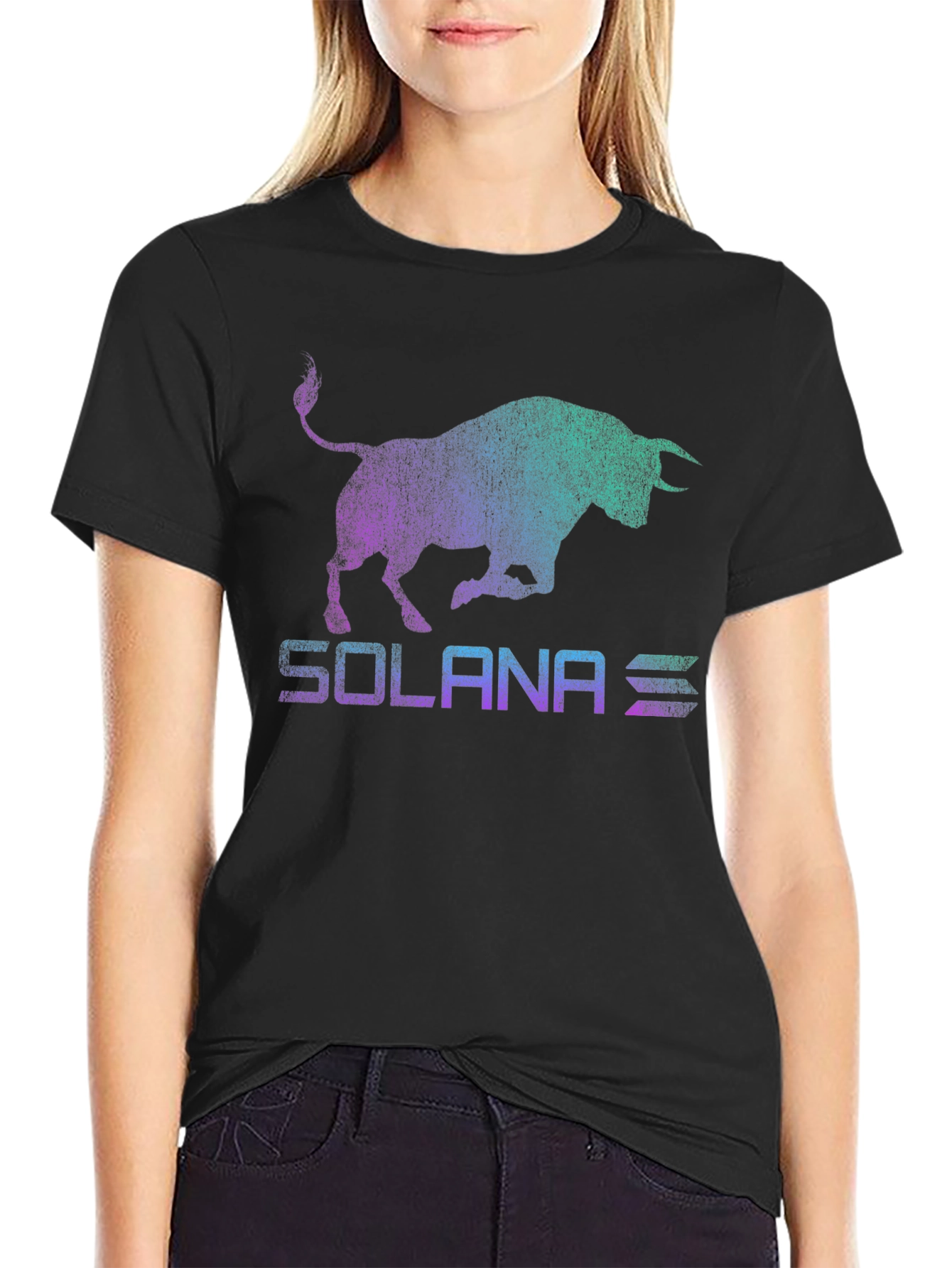 Solana Bull Logo Graphic Tee - Black