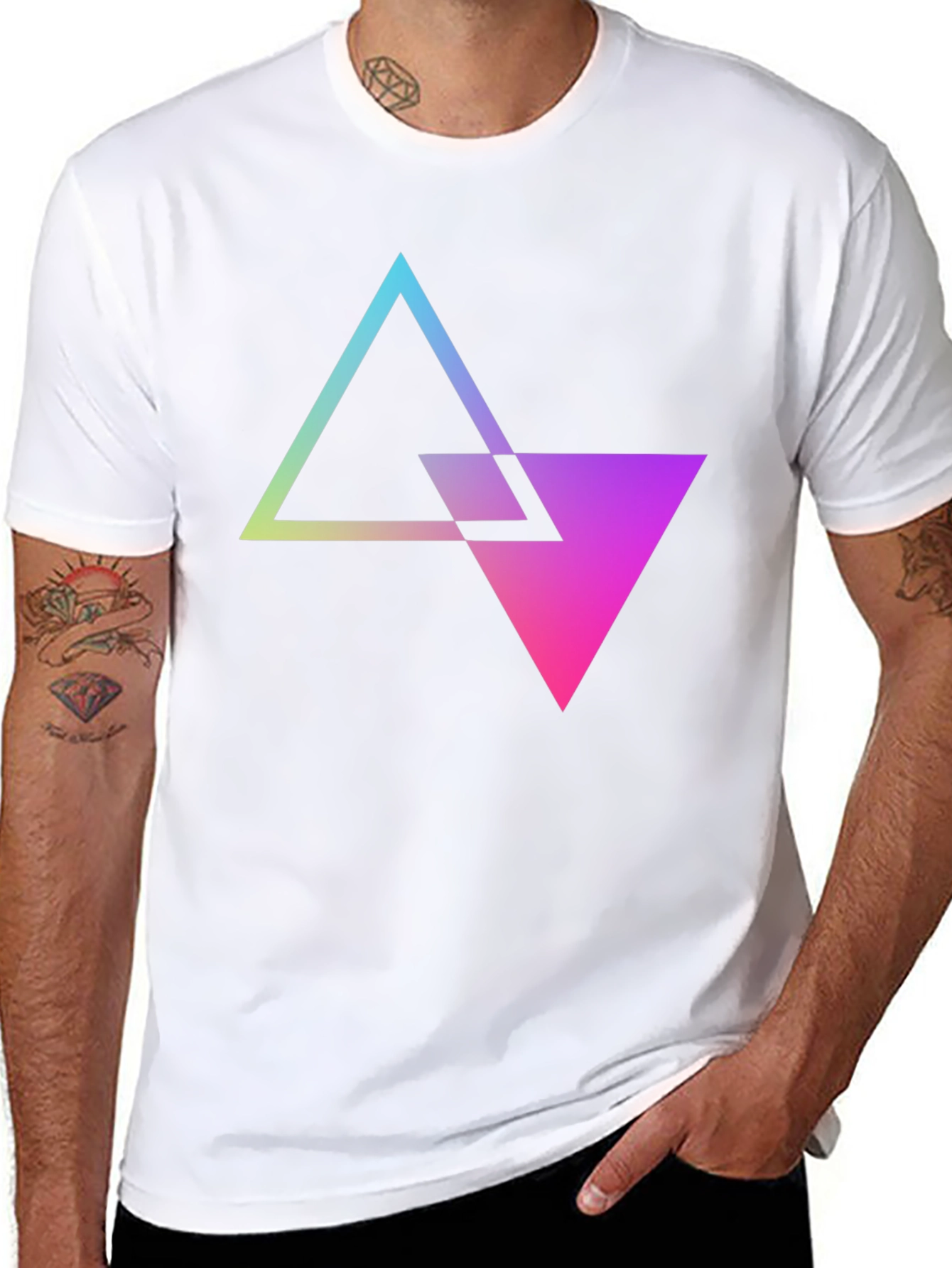 Geometric Gradient Triangle Tee