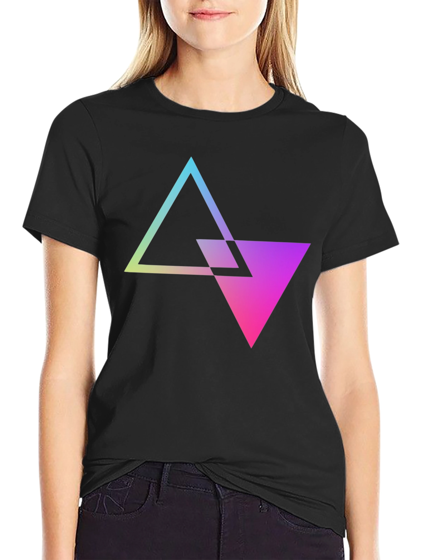 Geometric Gradient Triangle Tee