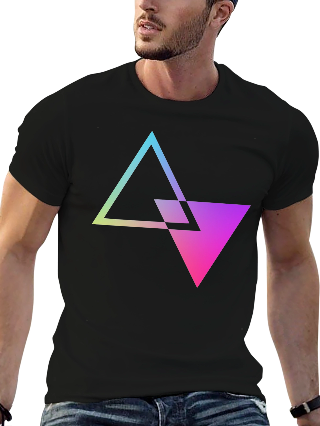 Geometric Gradient Triangle Tee