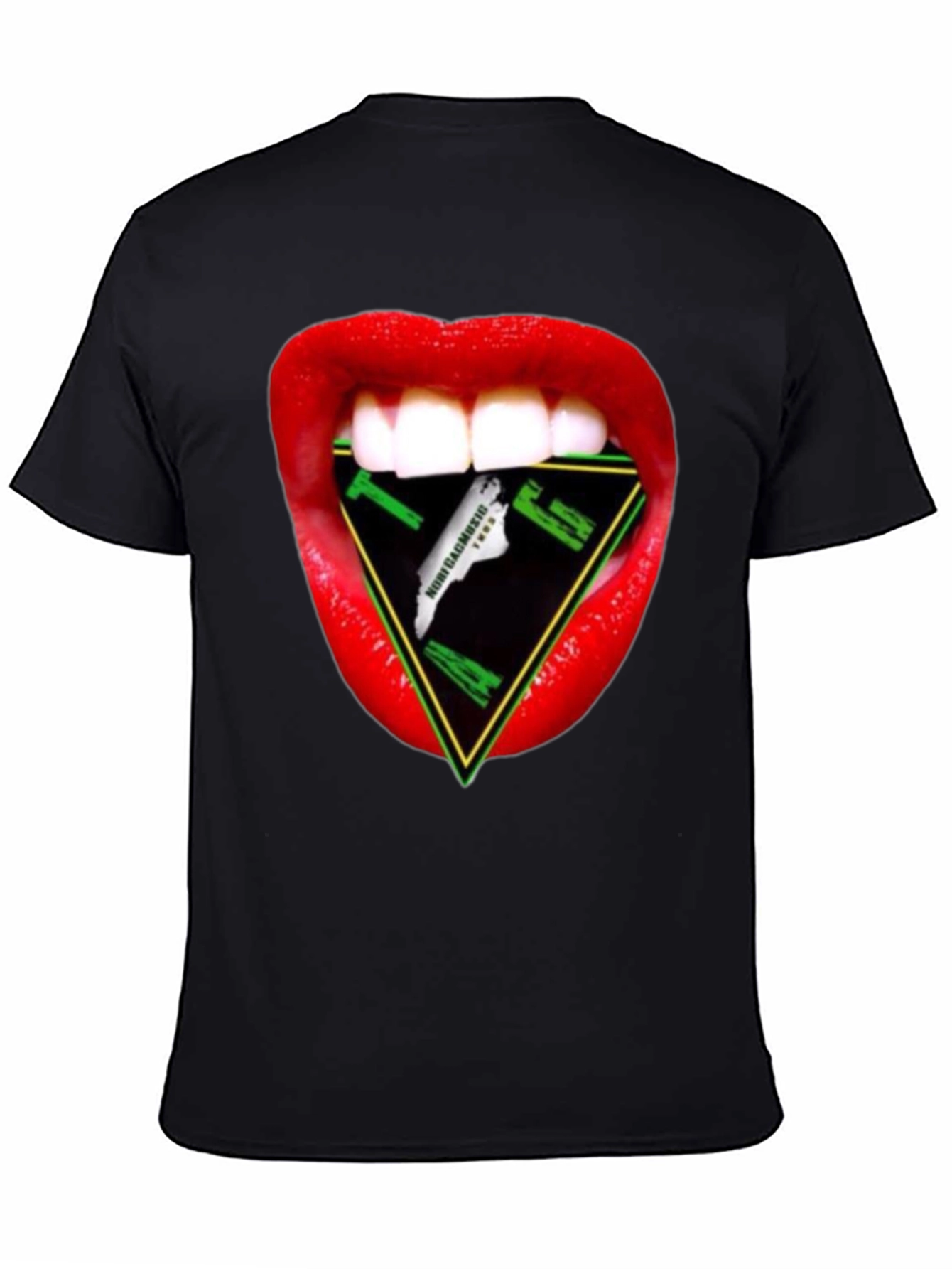 Red Lips Geometric Graphic T-Shirt - Edgy Trendy Casual Streetwear Tee