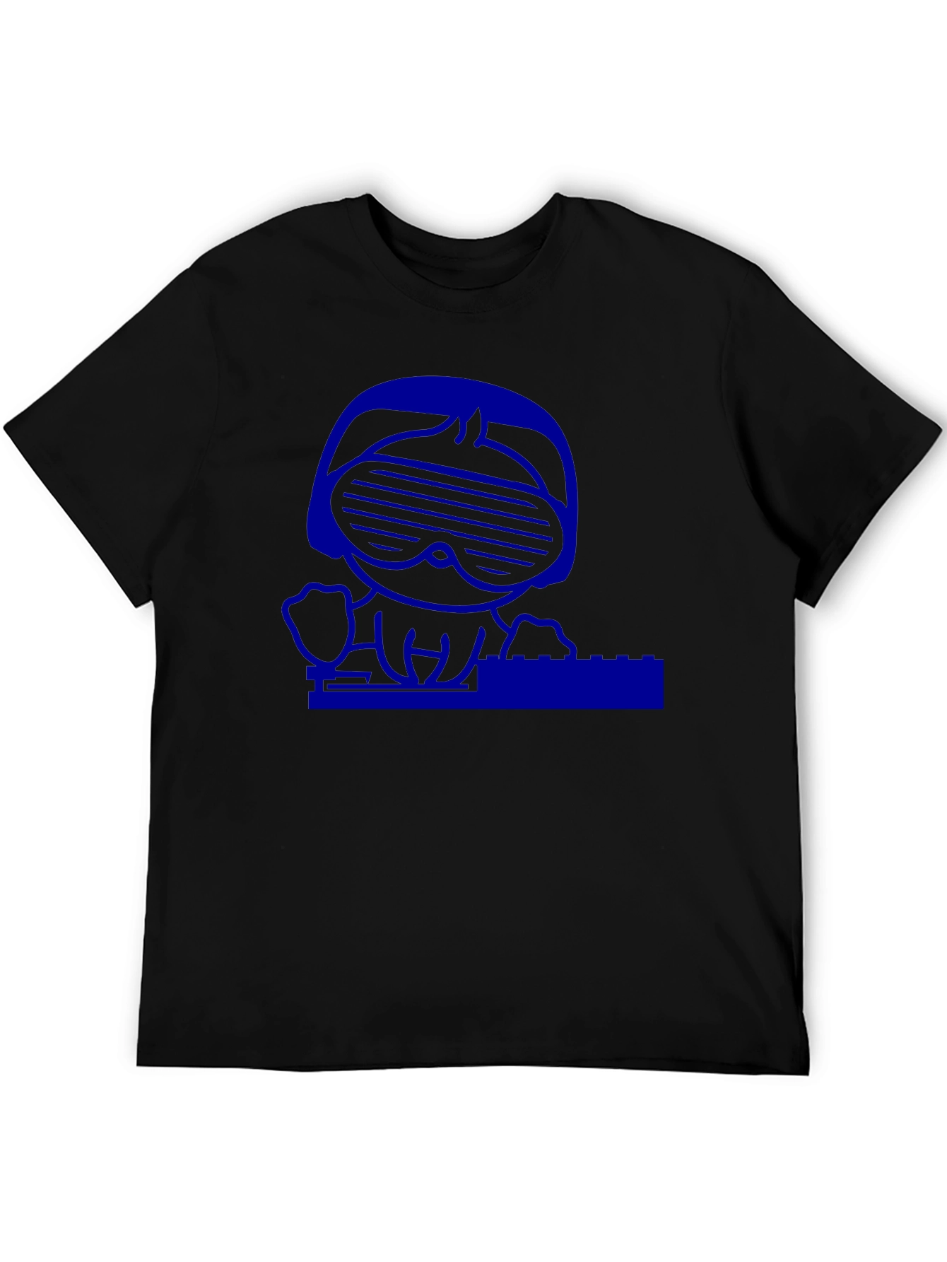 Men's Cartoon DJ Graphic Print T-Shirt, 1 pcs 190g 100% Pure Cotton Casual Short-Sleeve T-Shirt