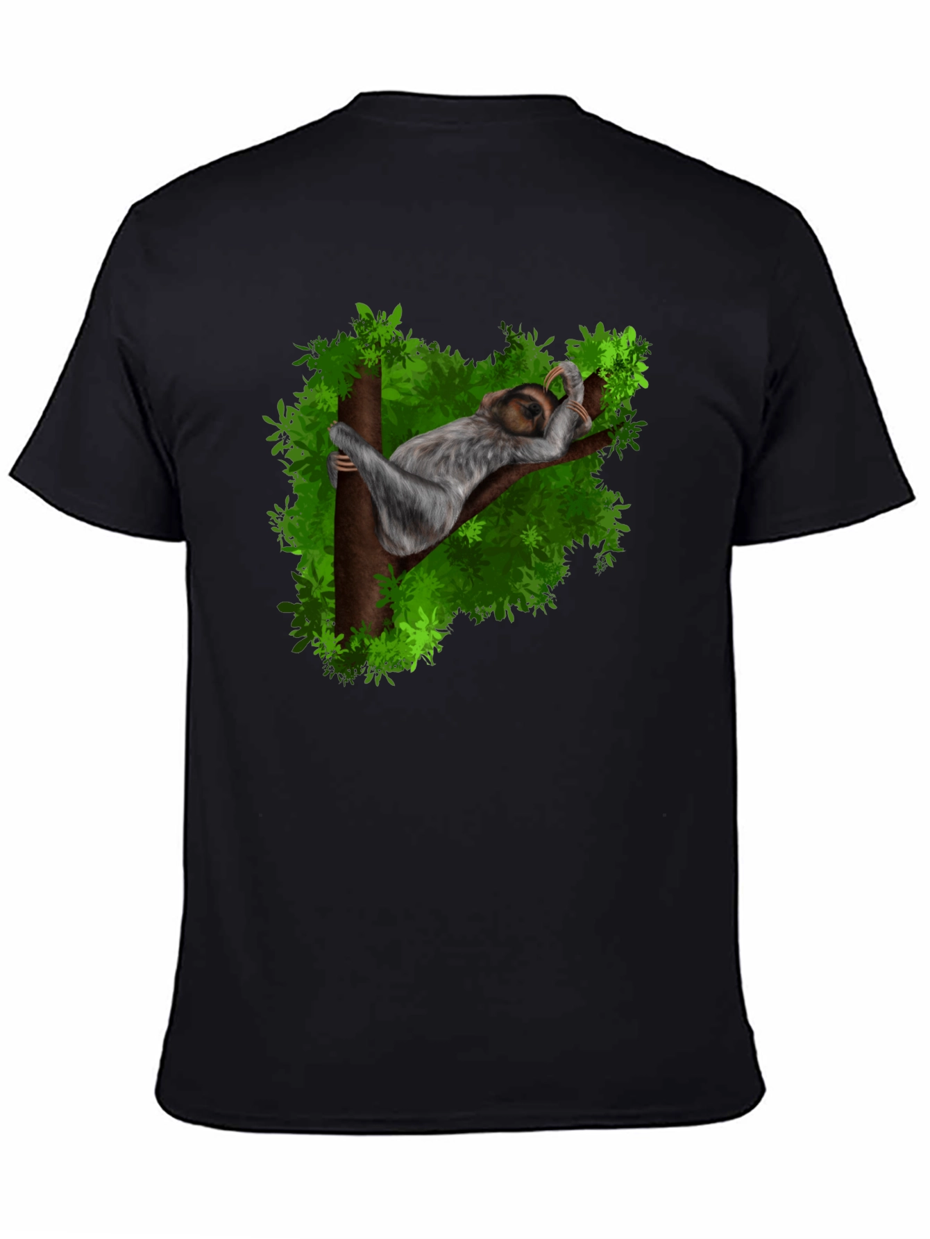 Men's Sloth in Jungle Nature Graphic Print T-Shirt, 1 pcs 190g 100% Pure Cotton Casual Short-Sleeve T-Shirt