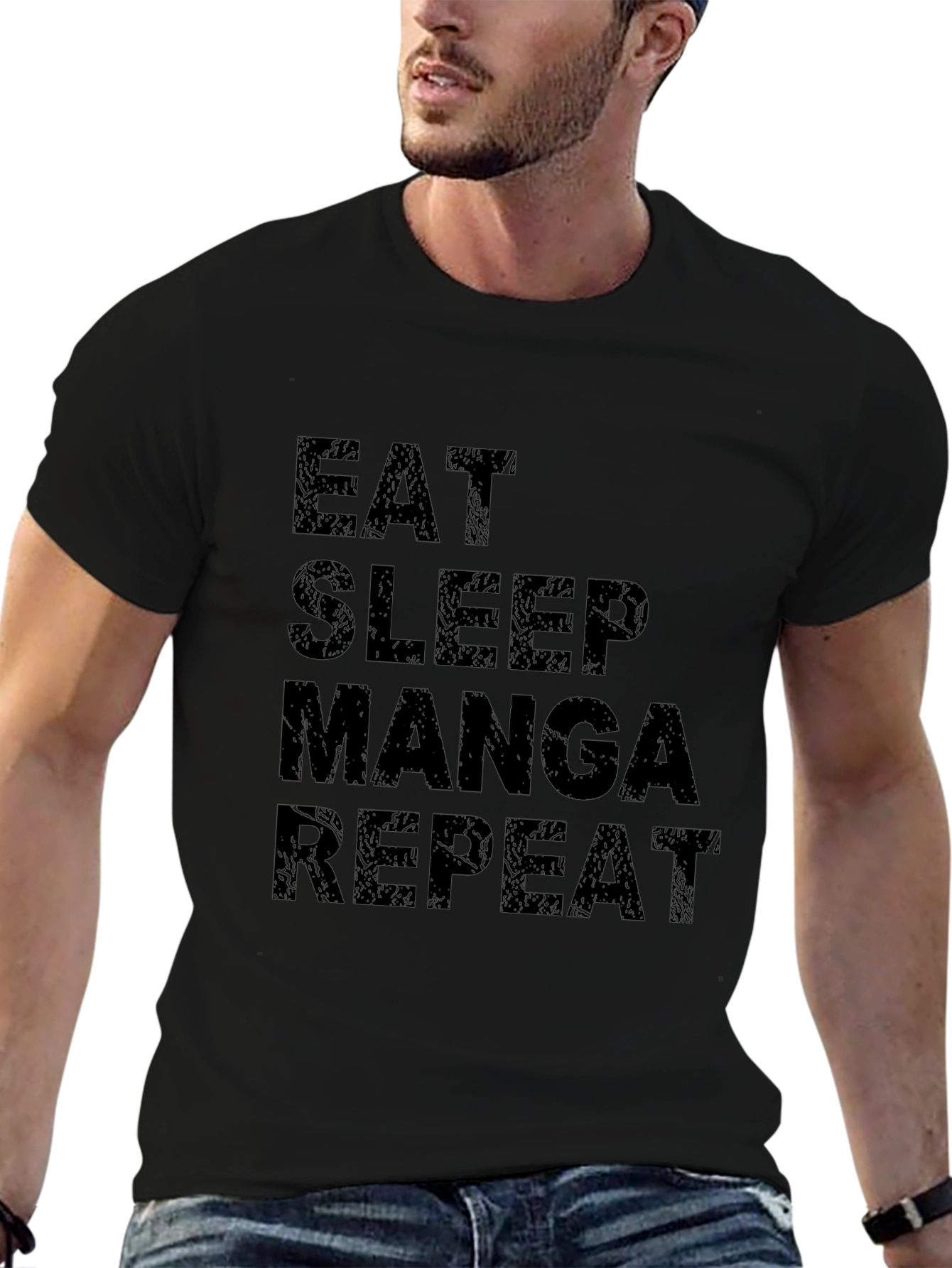 Eat Sleep Manga Repeat T-Shirt - Black Casual Tee