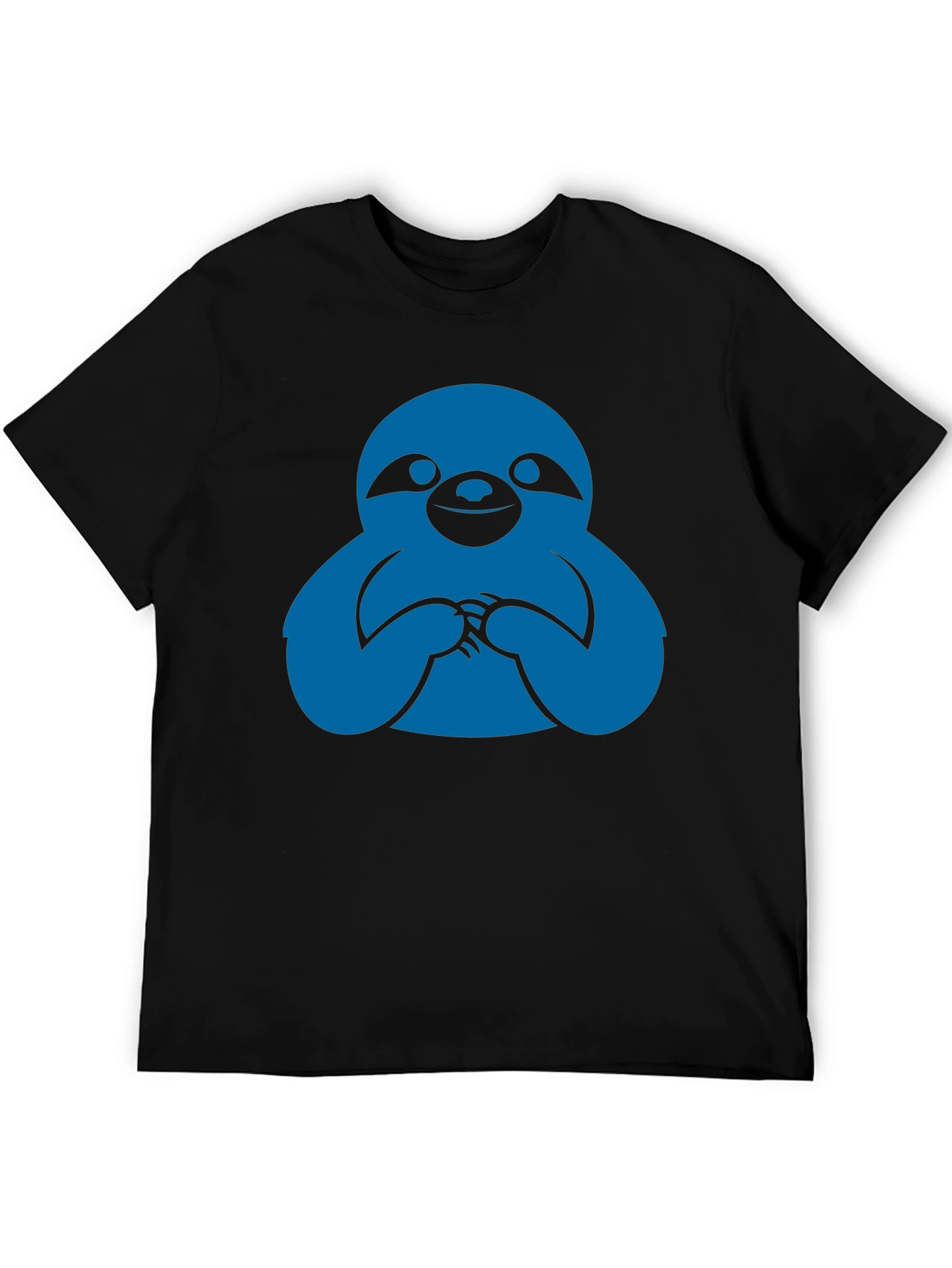 Sloth Graphic Tee - Black Crew Neck T-Shirt