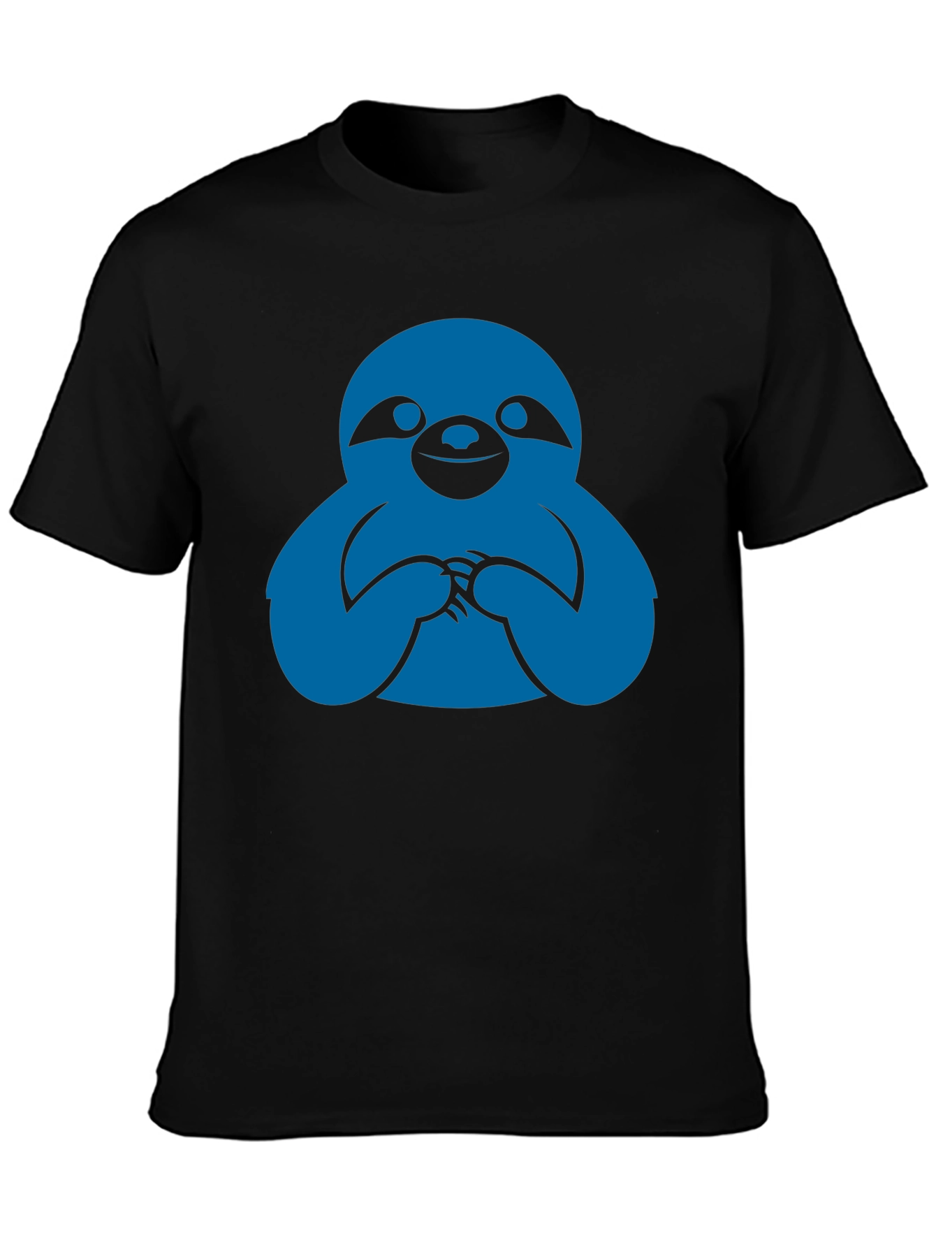 Sloth Graphic Tee - Black Crew Neck T-Shirt