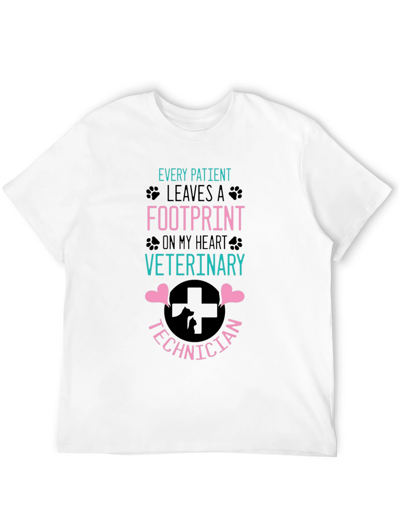 Veterinary Technician Footprint Heart T-Shirt