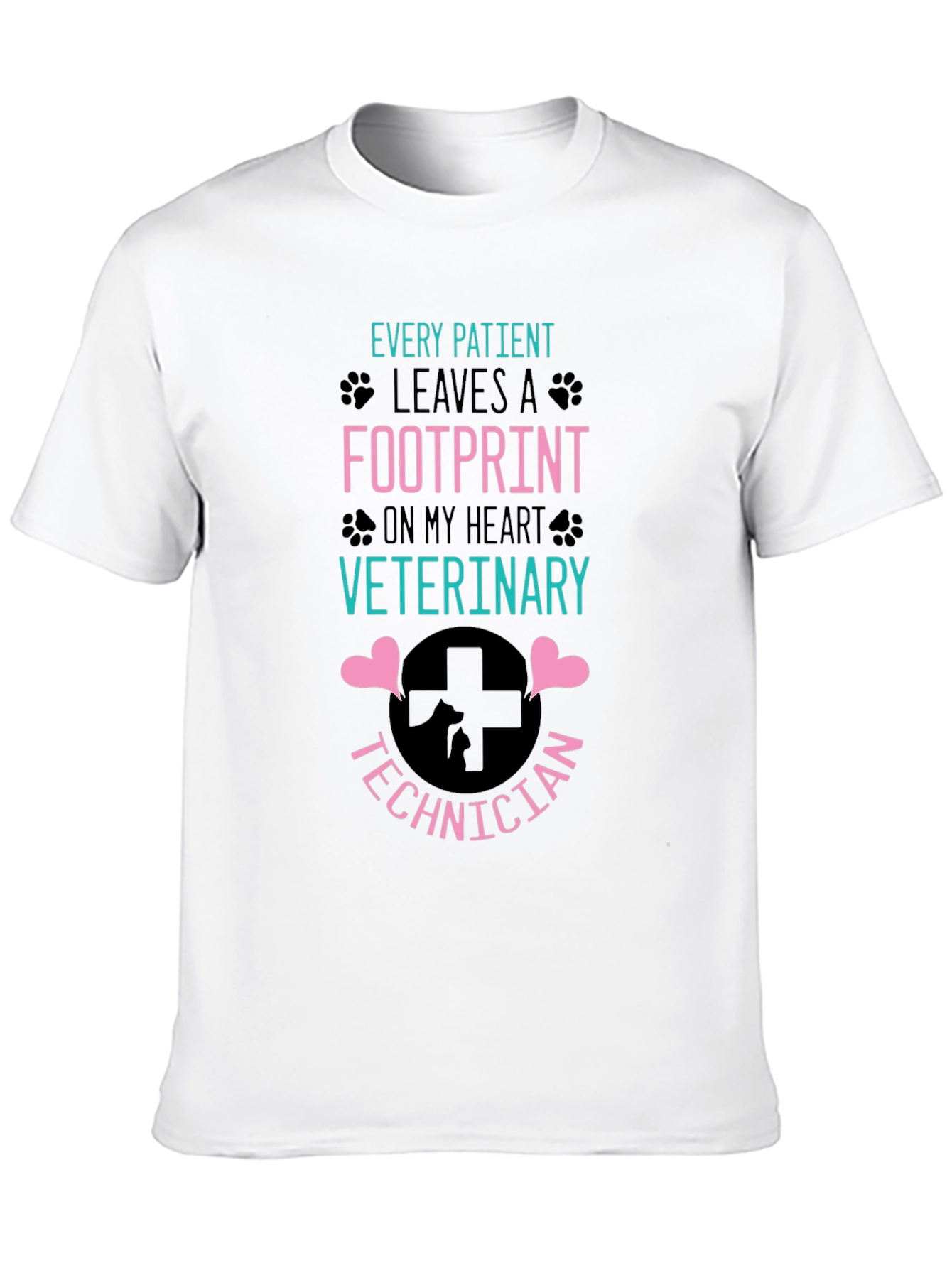 Veterinary Technician Footprint Heart T-Shirt