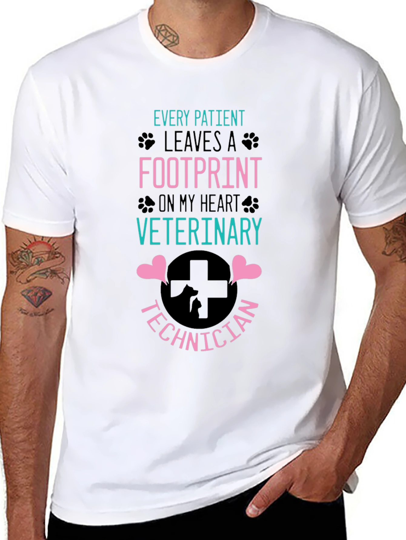 Veterinary Technician Footprint Heart T-Shirt