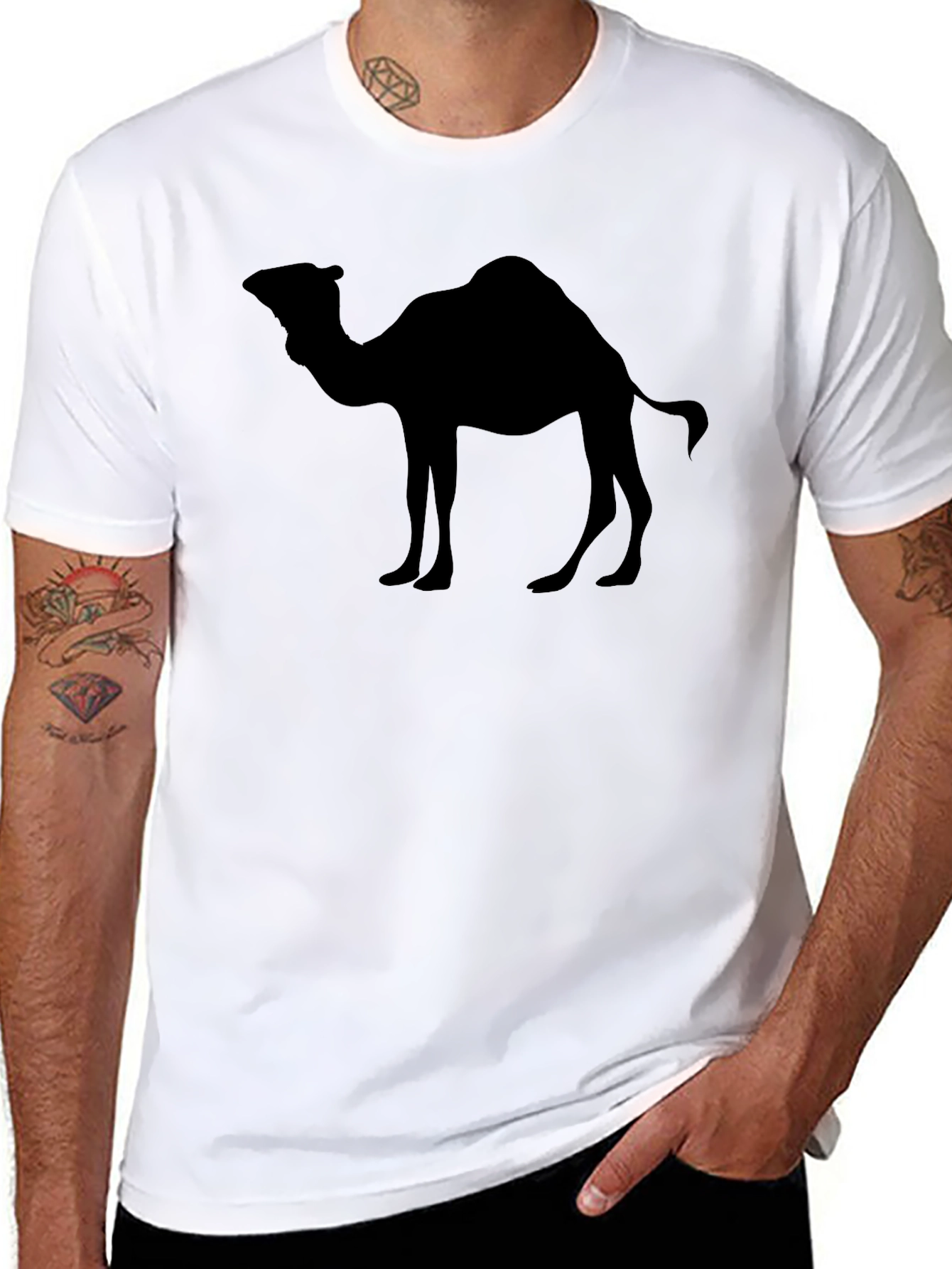 Camel Silhouette Black T-Shirt - Desert Vibes