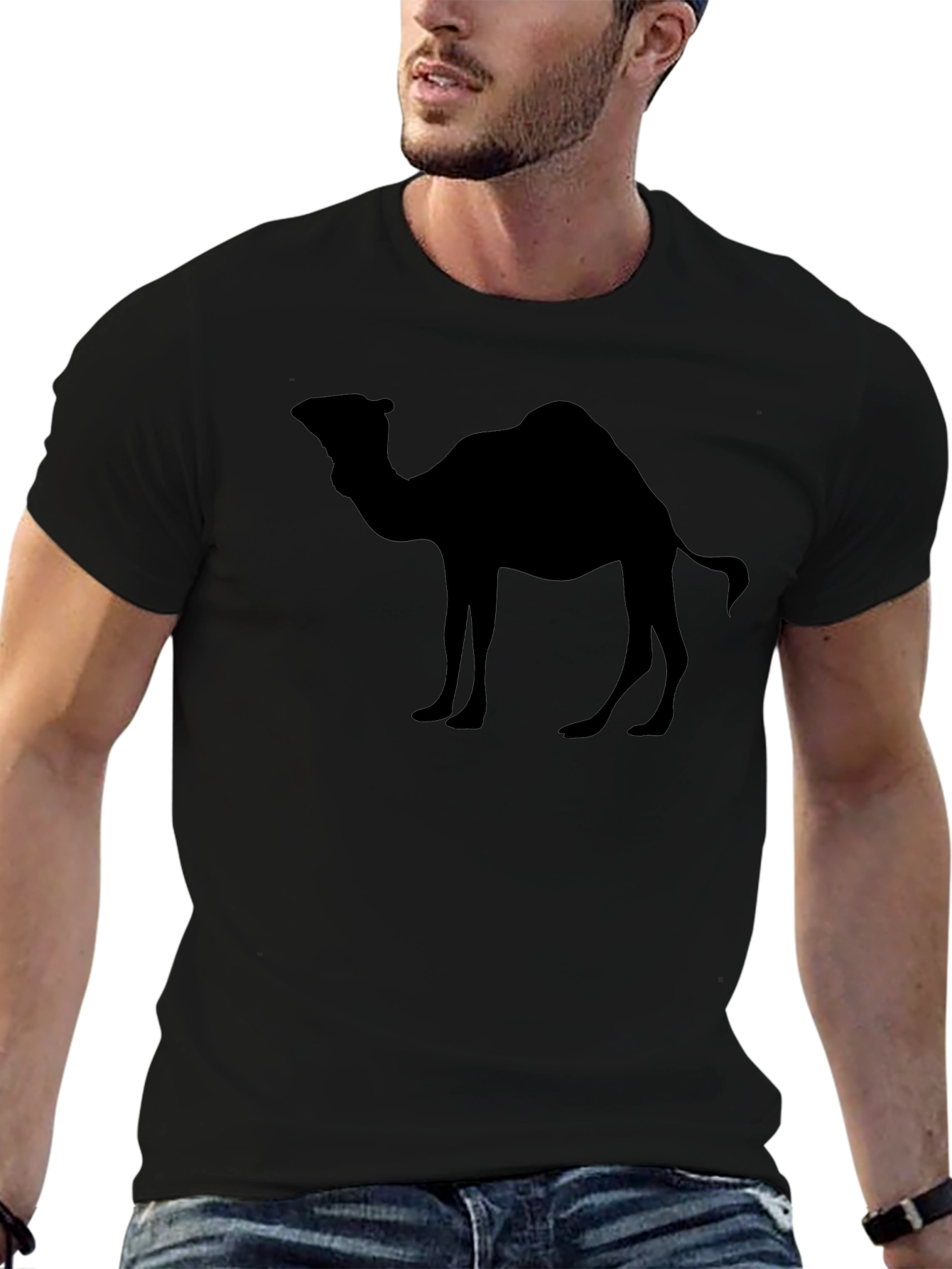 Camel Silhouette Black T-Shirt - Desert Vibes