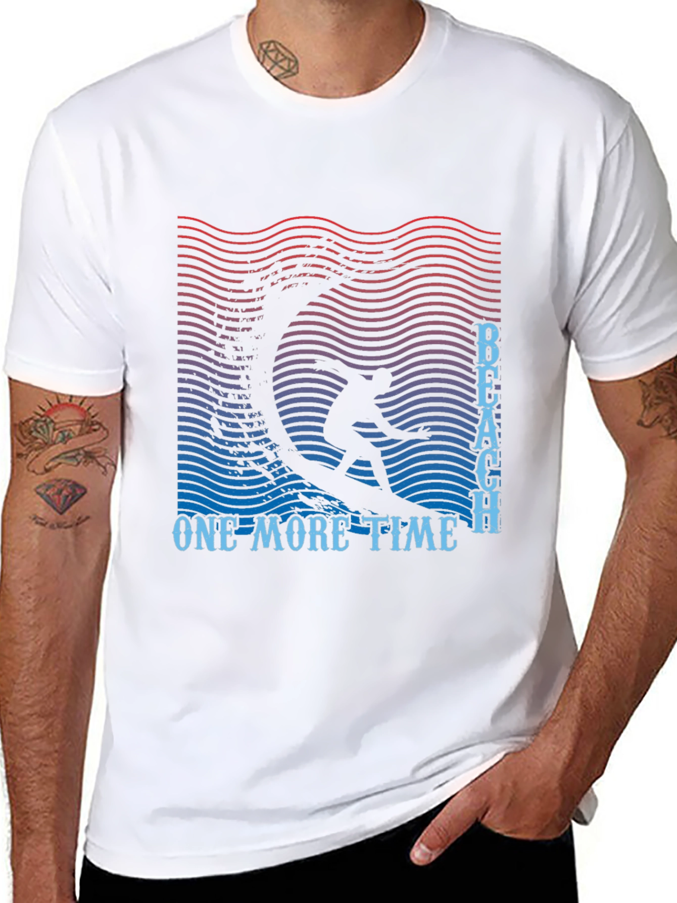 Beach One More Time Surfing Black T-Shirt