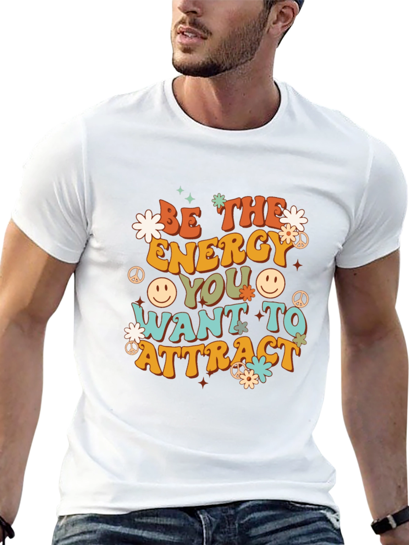 Retro Energy Graphic Tee - Positive Vibes Shirt