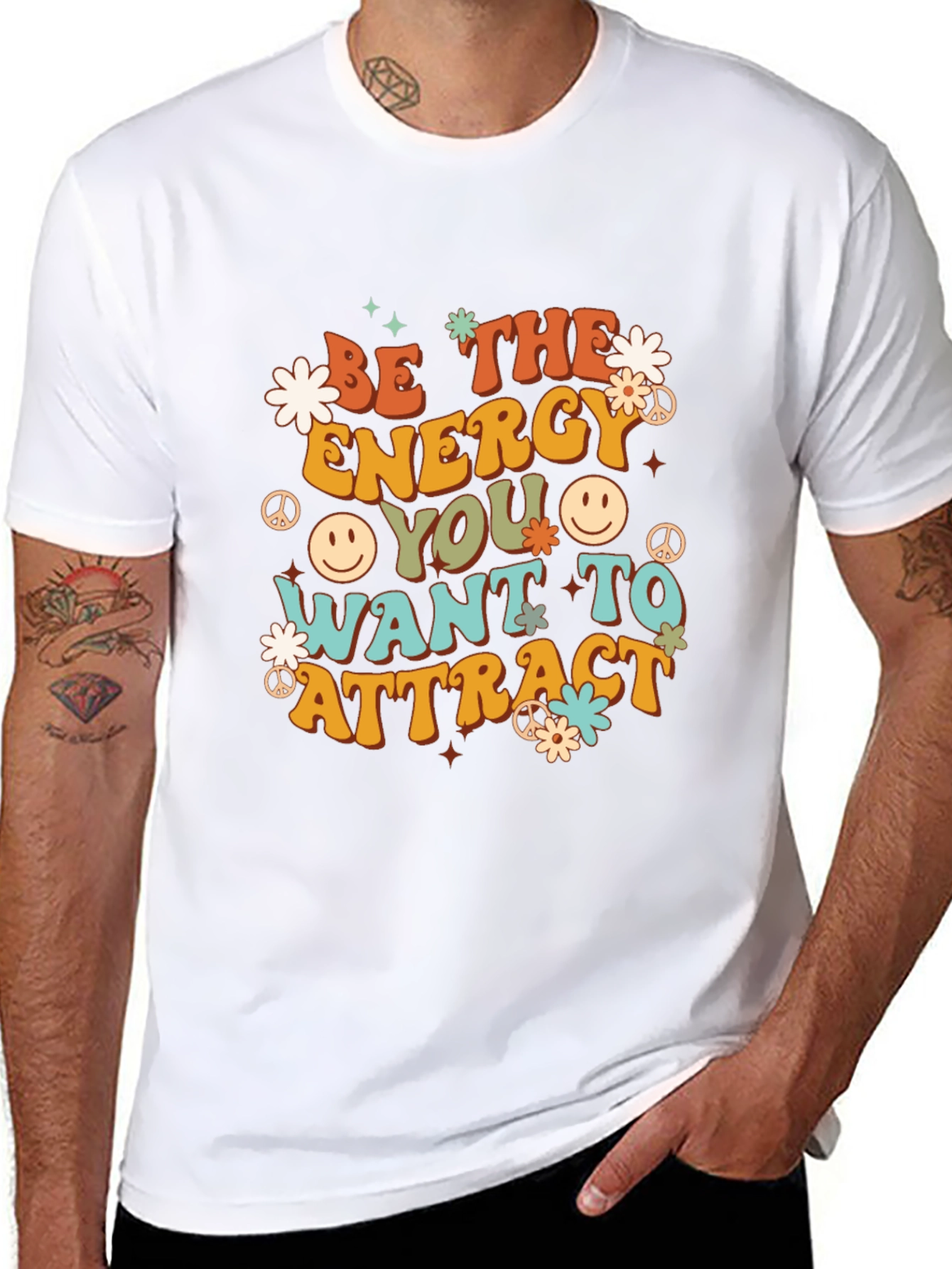Retro Energy Graphic Tee - Positive Vibes Shirt