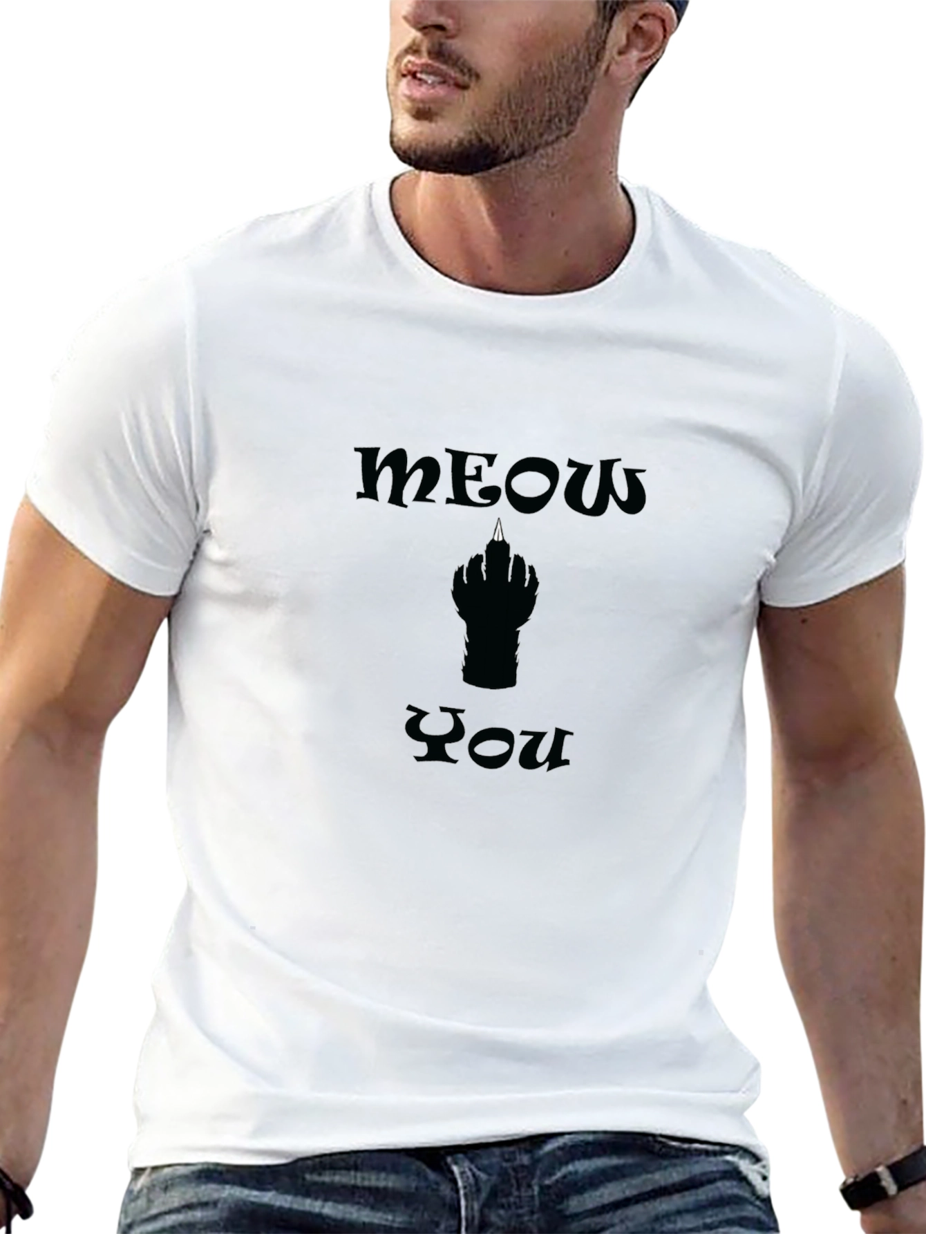 Meow You Graphic Tee - Black Cotton T-Shirt