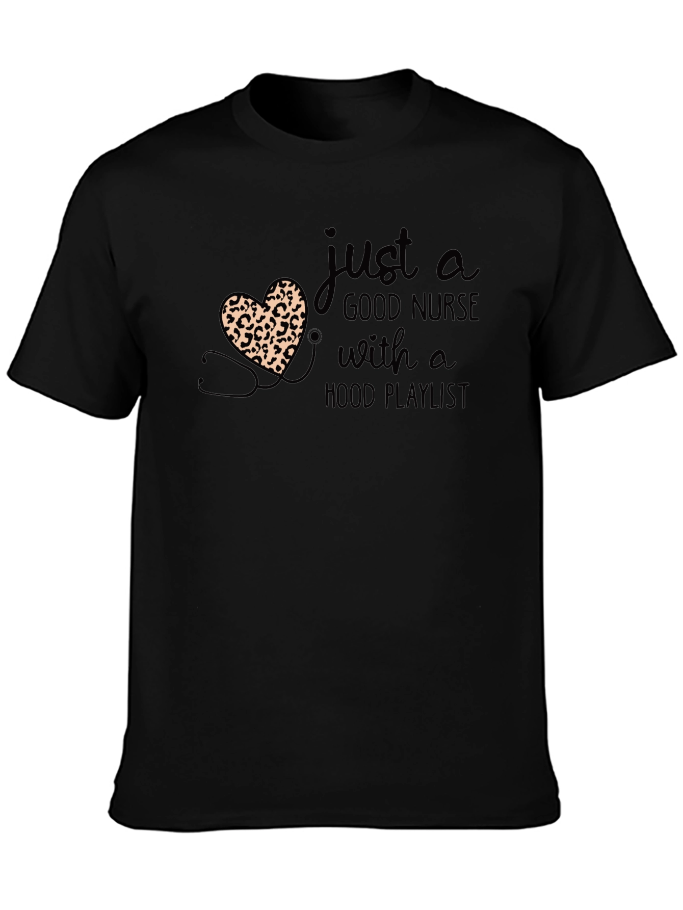 Nurse Leopard Heart Graphic T-Shirt